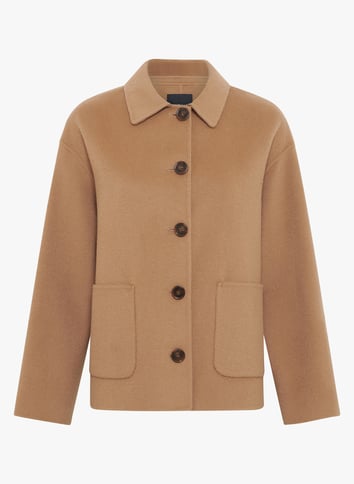 Manteau long ceinturé en pure laine vierge Femme marron | LU Manteau long ceinturé en pure laine vierge Femme marron | LU