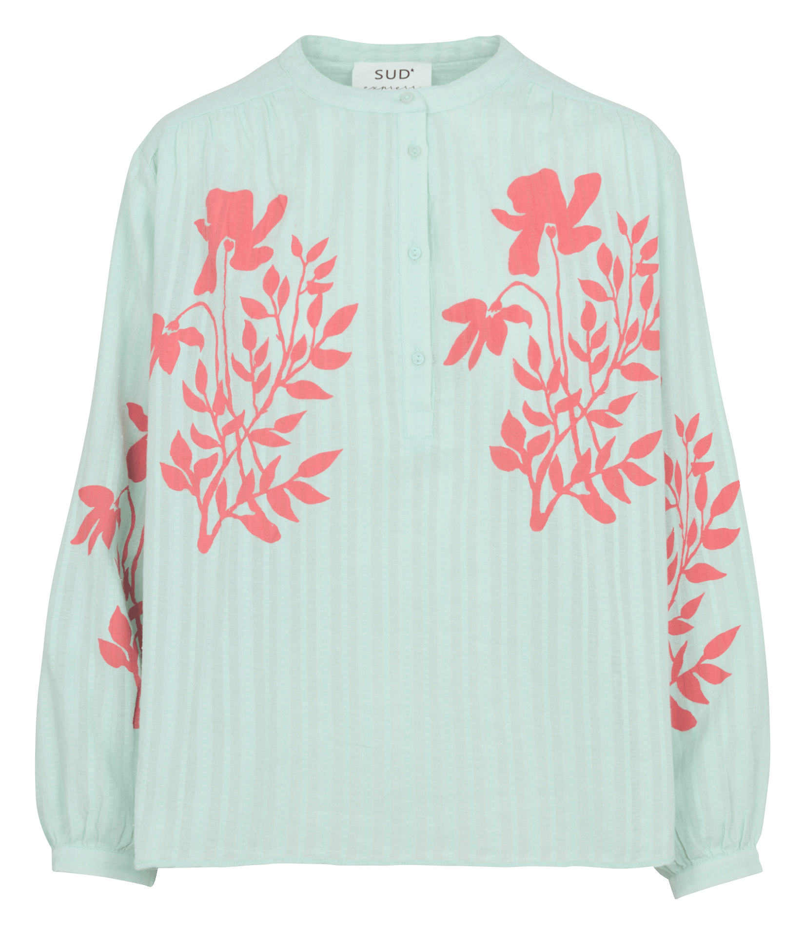 Loose-fit cotton henley blouse SUD EXPRESS Blue