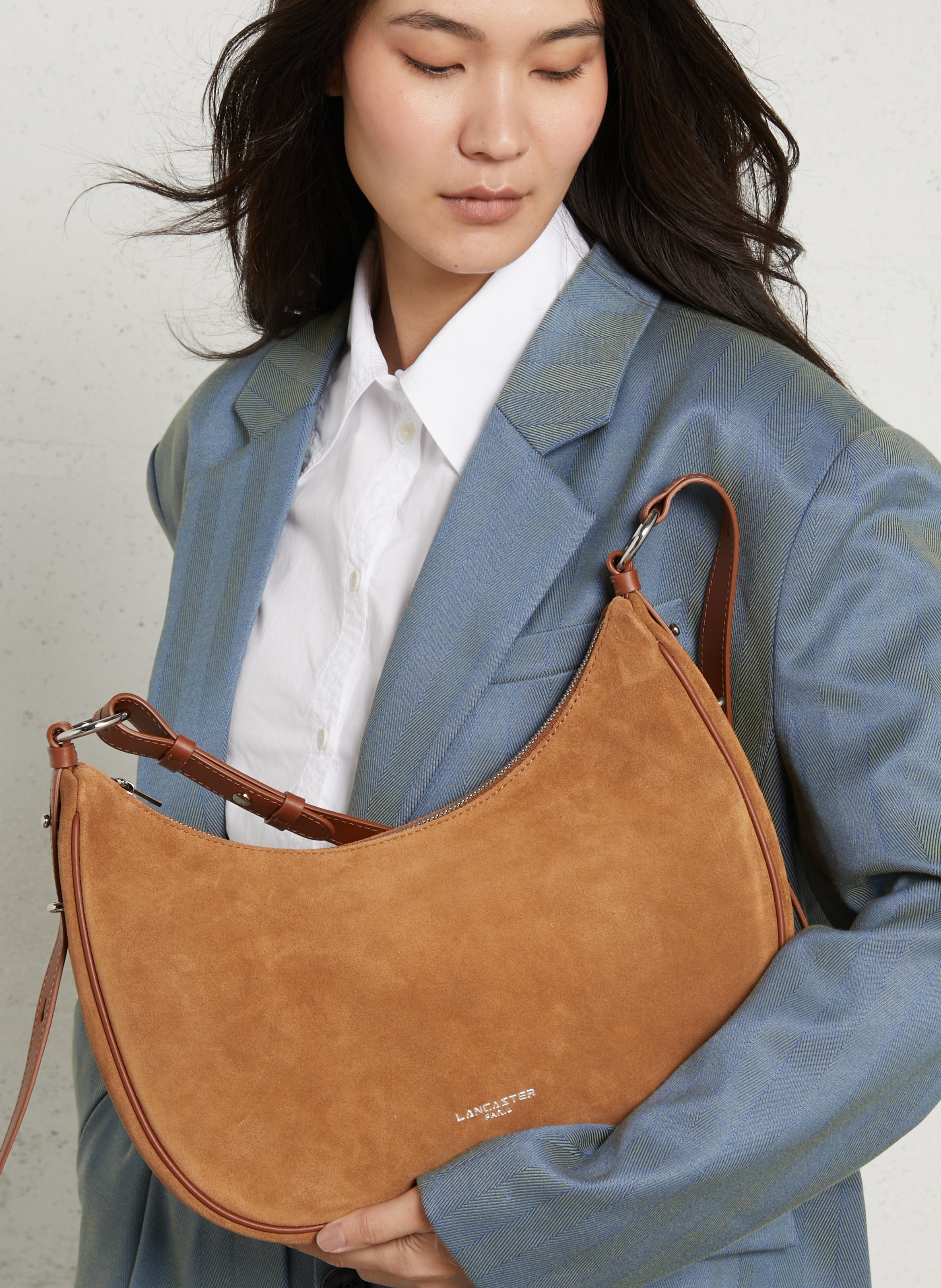 Geschnürte Beuteltasche aus strukturiertem Leder LANCASTER PARIS Braun