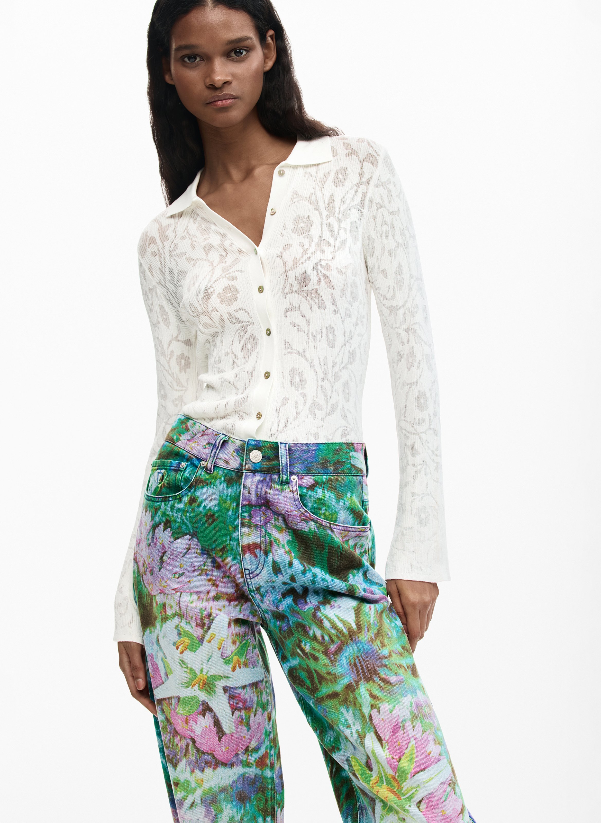 Printed straight jeans DESIGUAL Blue