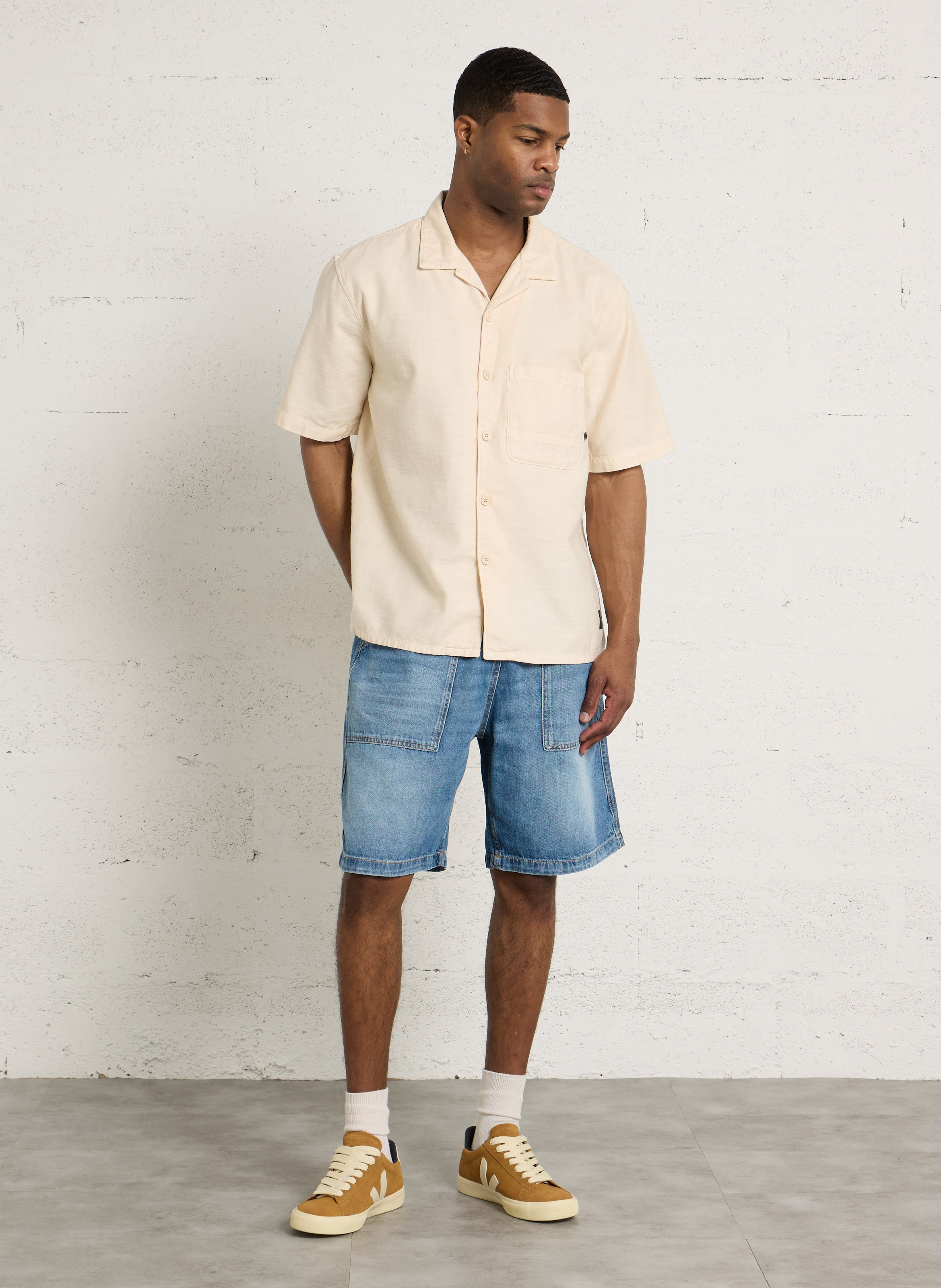 Chemise droite manches courtes en coton LE TEMPS DES CERISES Blanc