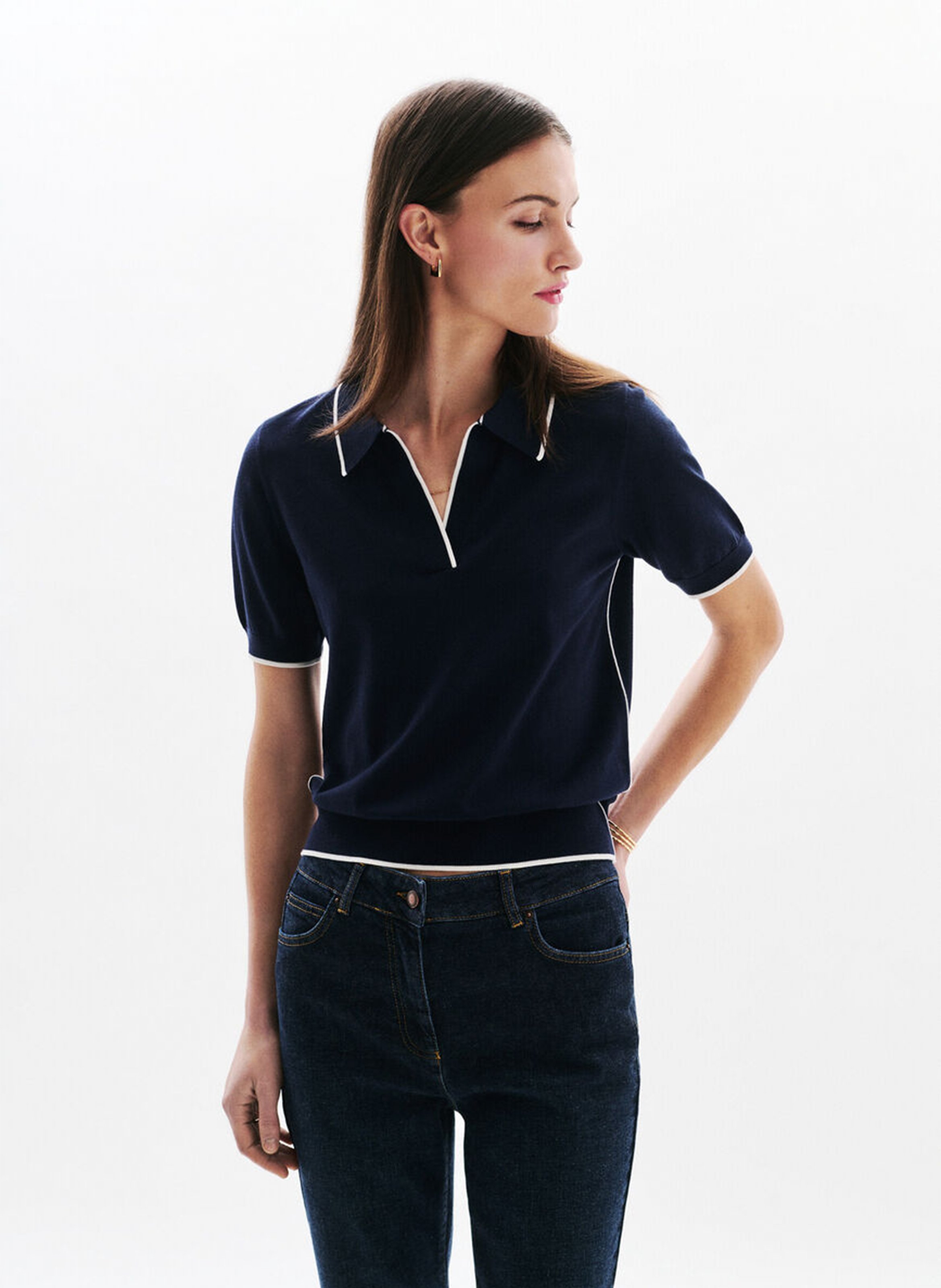 Gerader Pullover mit klassischem Kragen CAROLL Blau