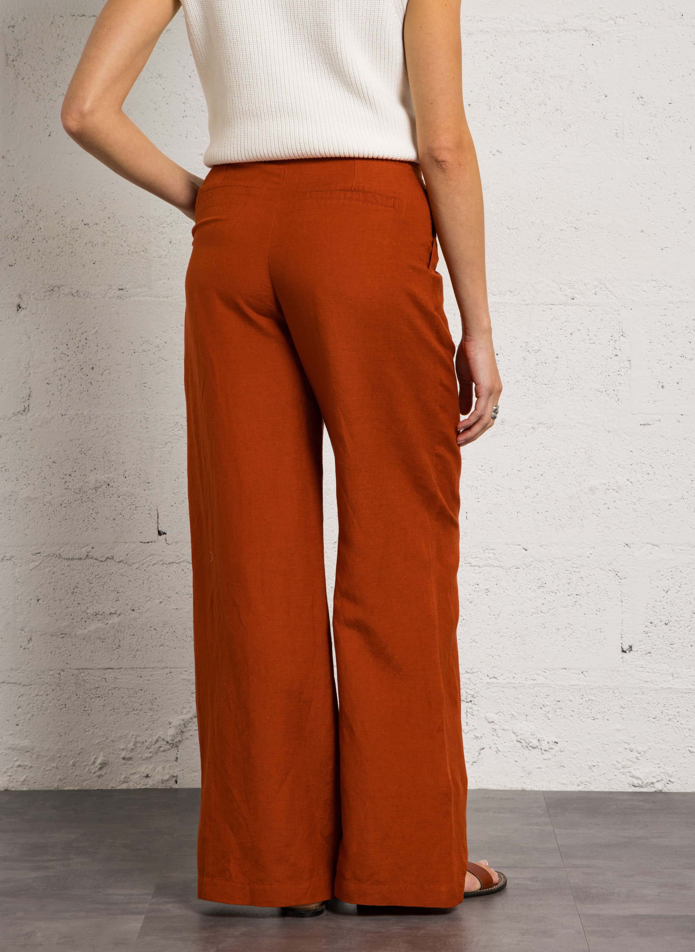 Wide-leg linen-blend pants MAISON 123 Red