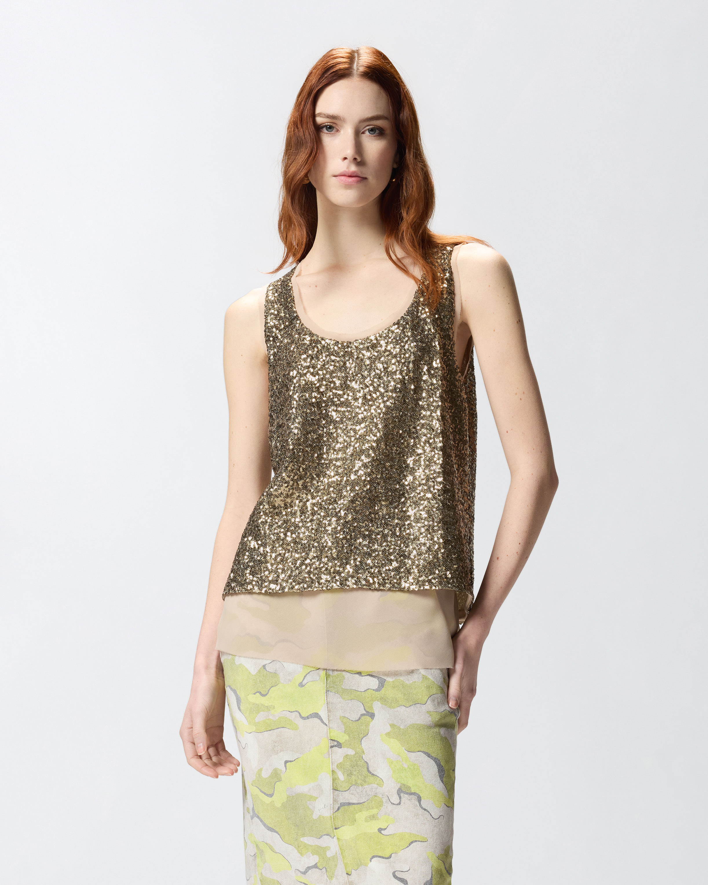 Sequined tank top Golden