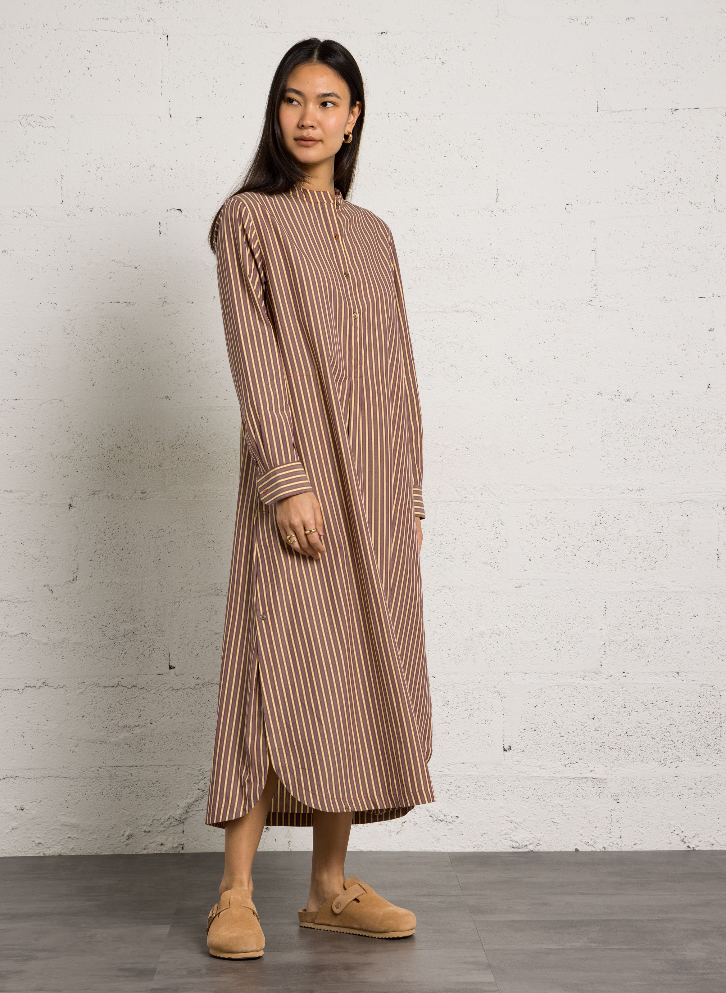 Robe longue ample en coton MOISMONT Prune