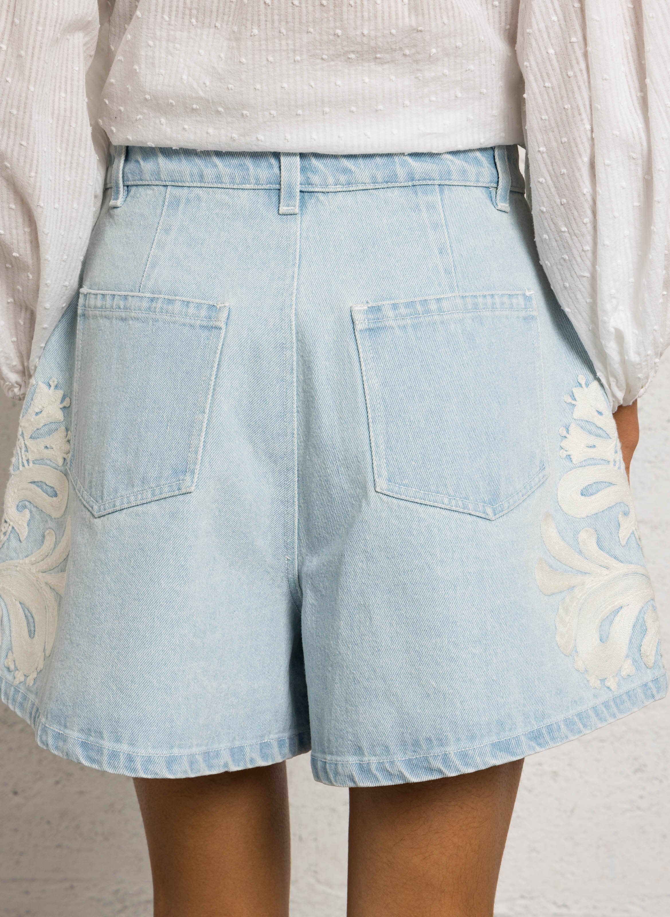 Short ancho de algodón BERENICE Azul