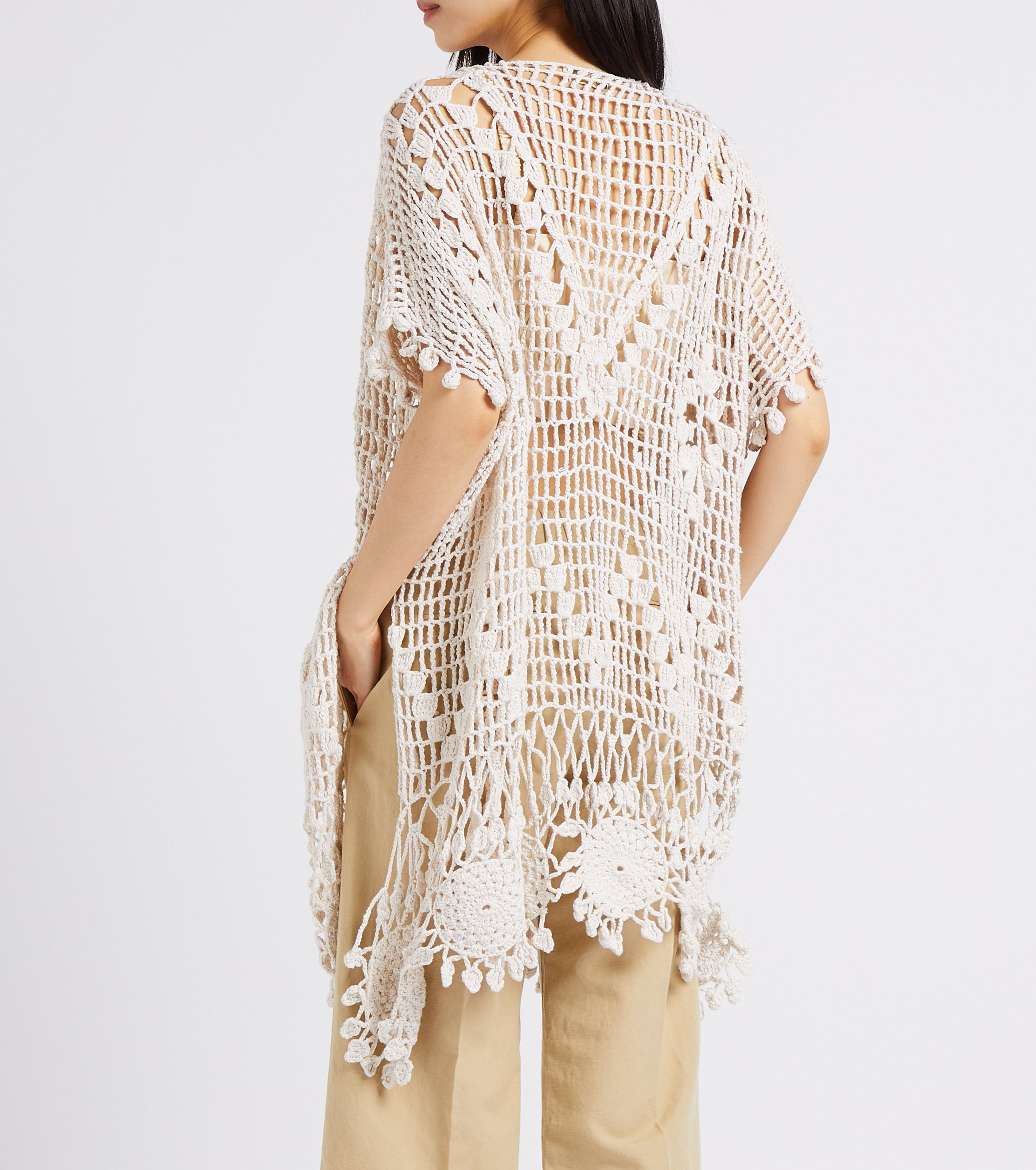 Robe courte maille ajourée en coton MES DEMOISELLES Beige