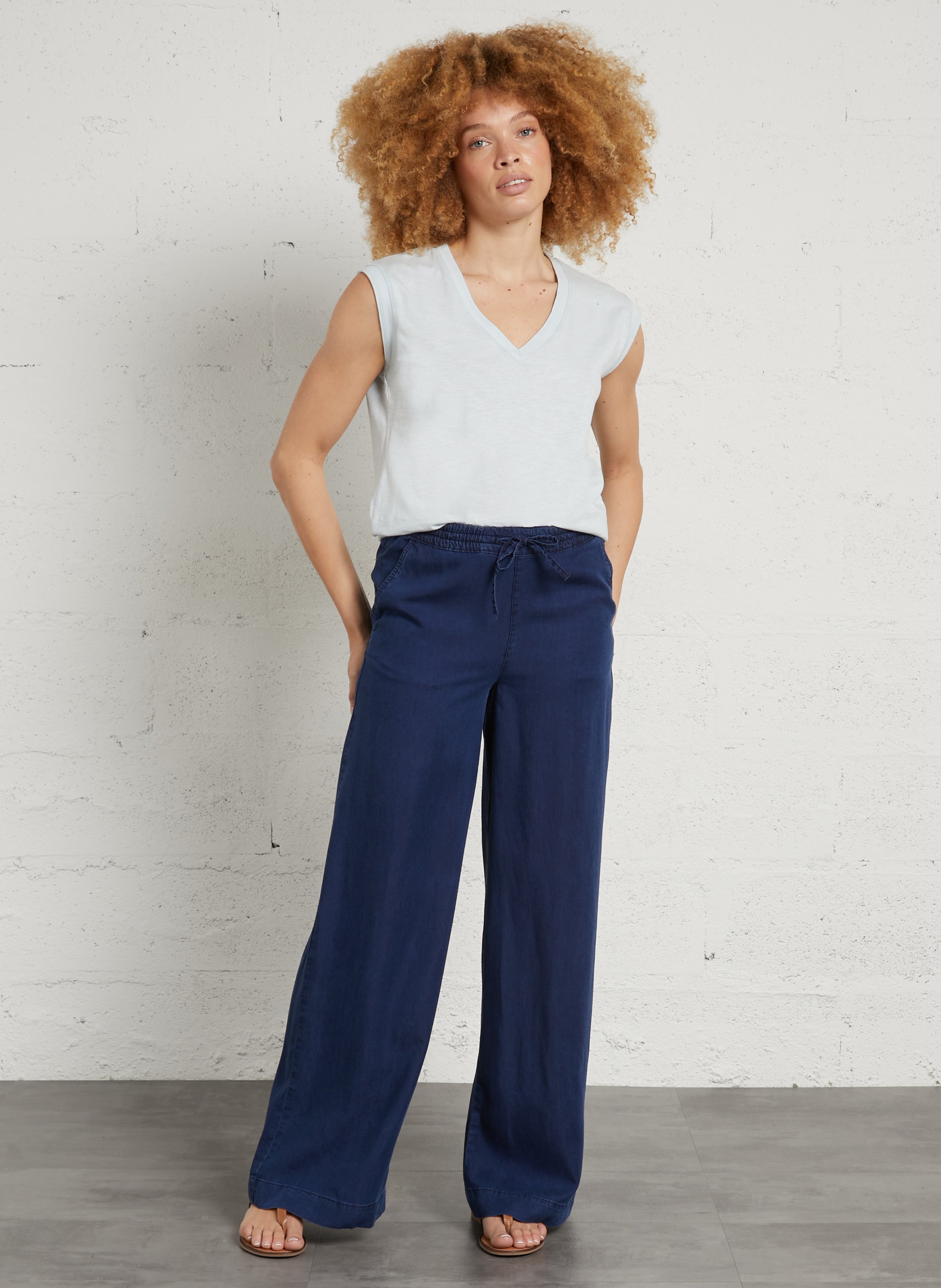 Pantalon large  MAISON 123 Bleu