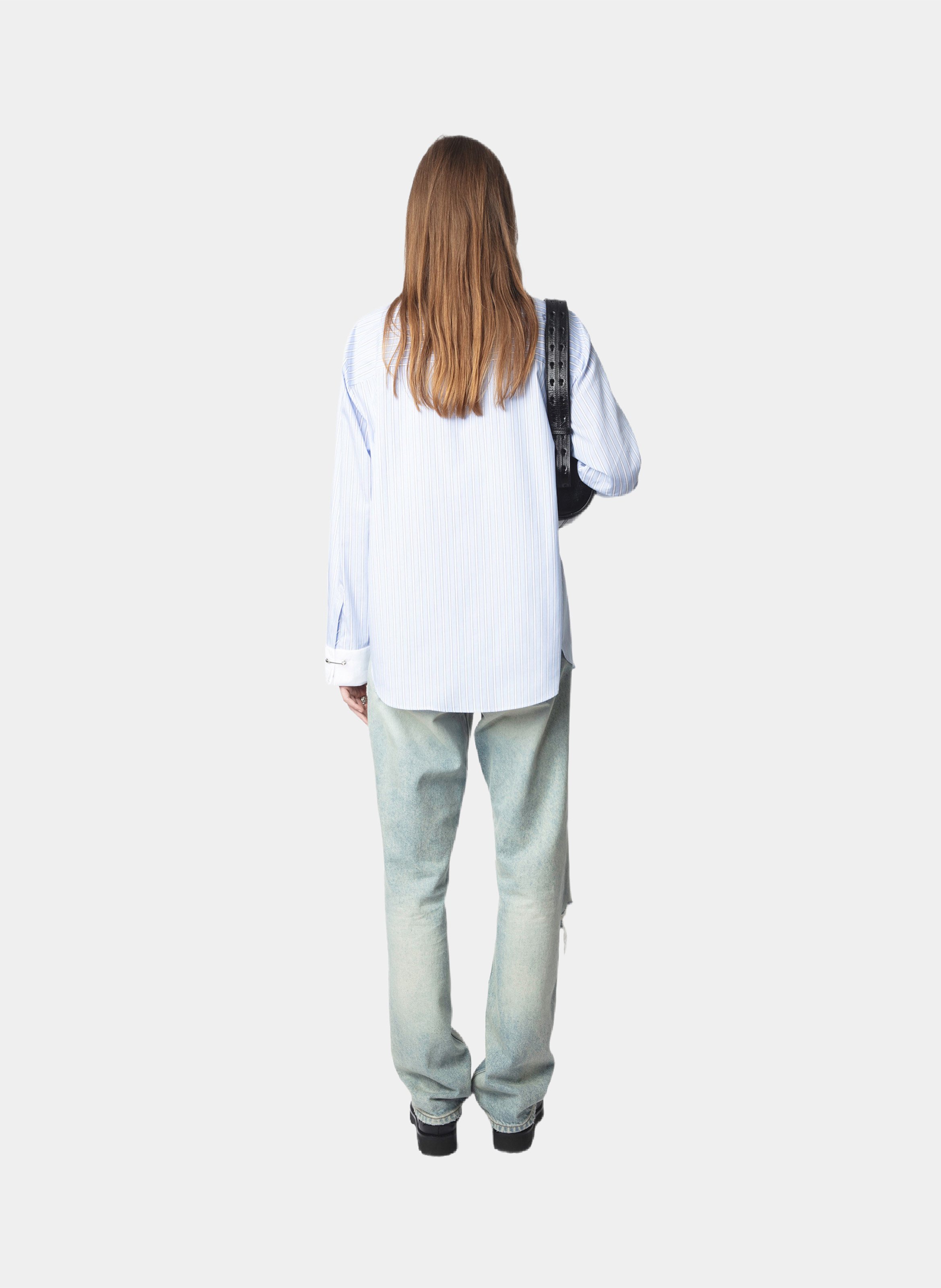 Chemise droite rayée avec broderie  ZADIG&VOLTAIRE Bleu