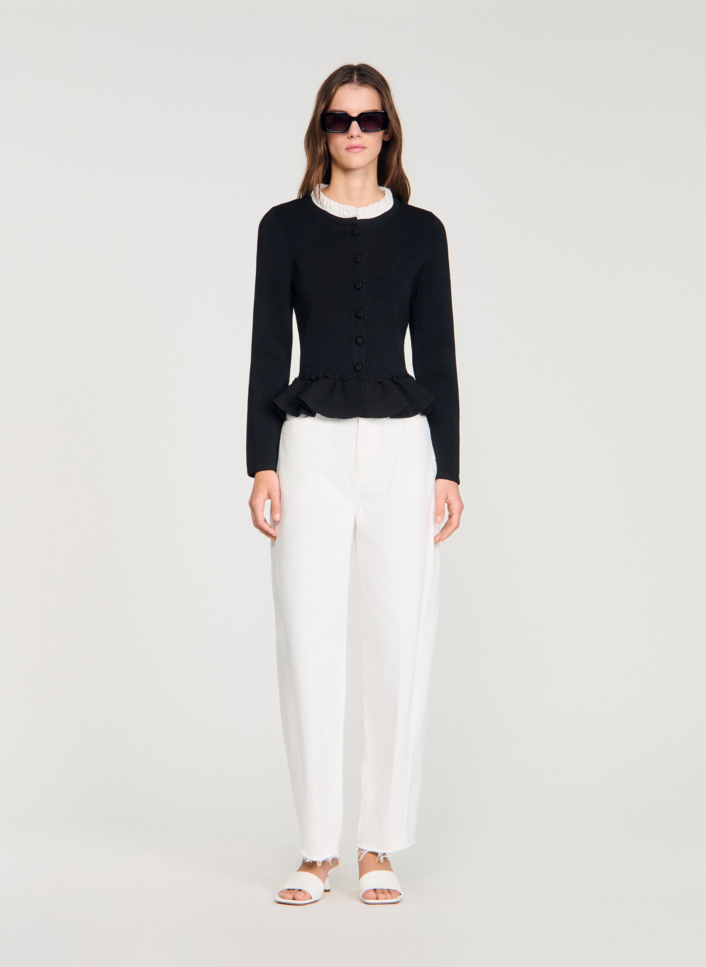 Fitted cardigan with Victorian collar SANDRO Black