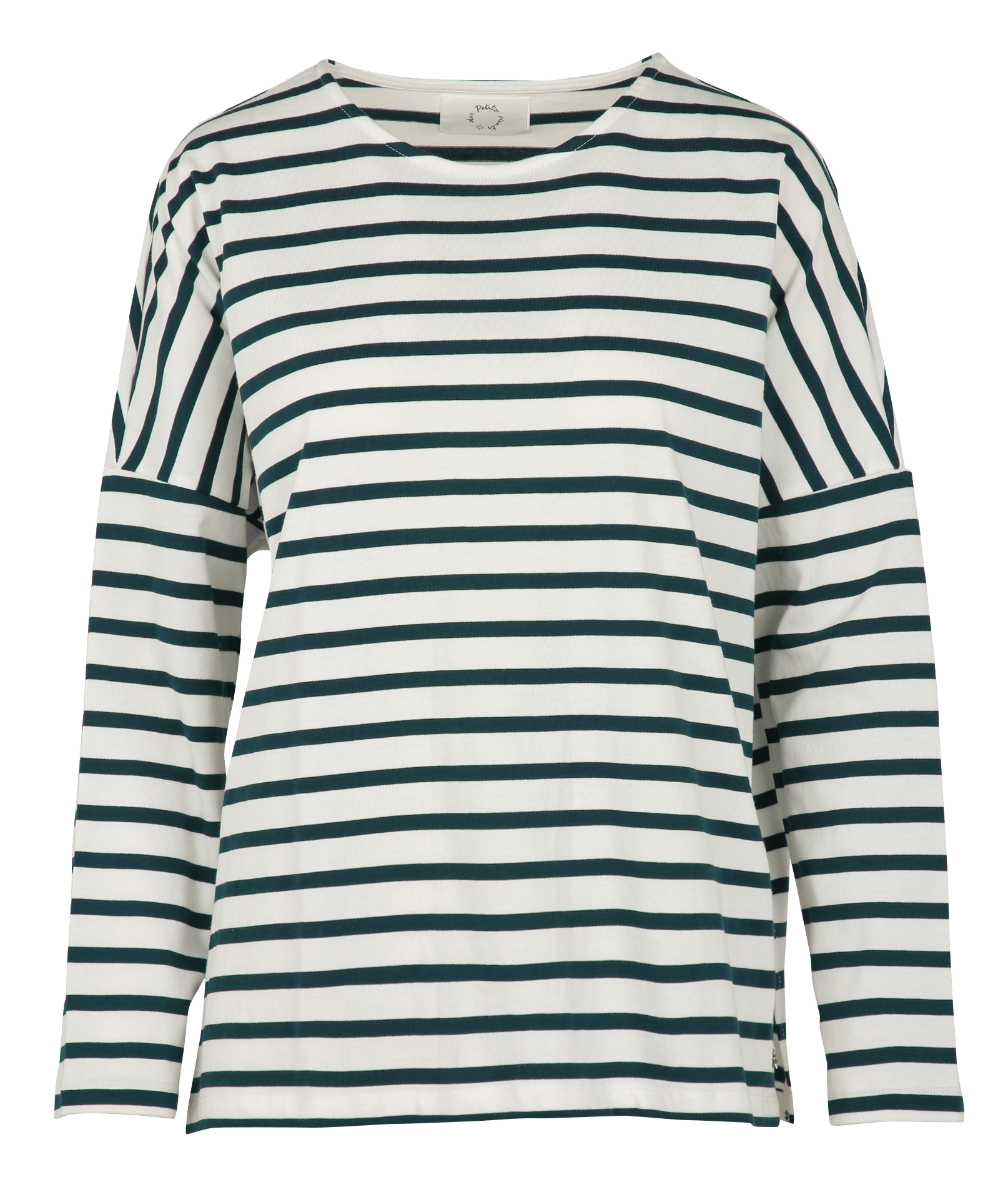 Oversized T-shirt met ronde hals in gestreept katoen. DES PETITS HAUTS