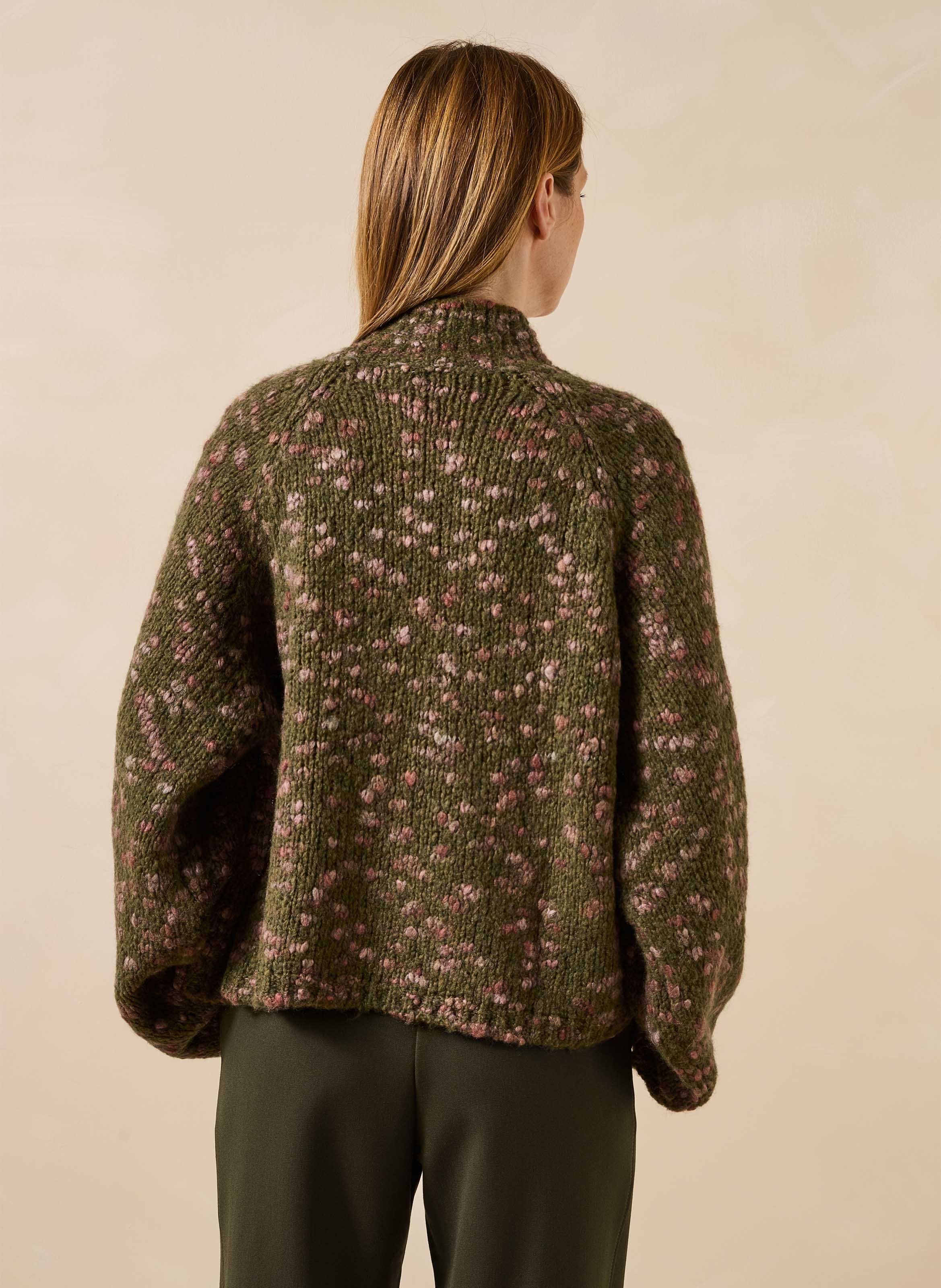 Oversized high-neck knit sweater LA FEE MARABOUTEE Green