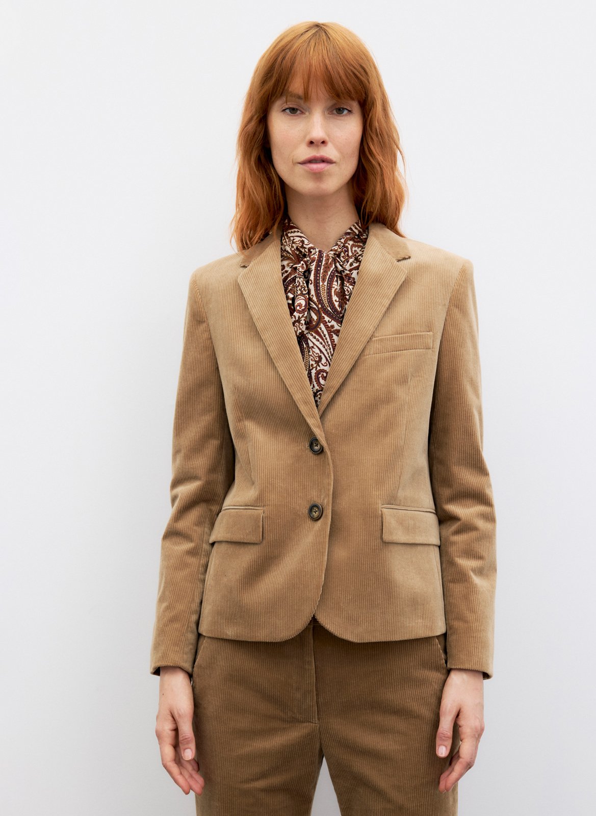 Fitted velvet cotton blend blazer GERARD DAREL Brown