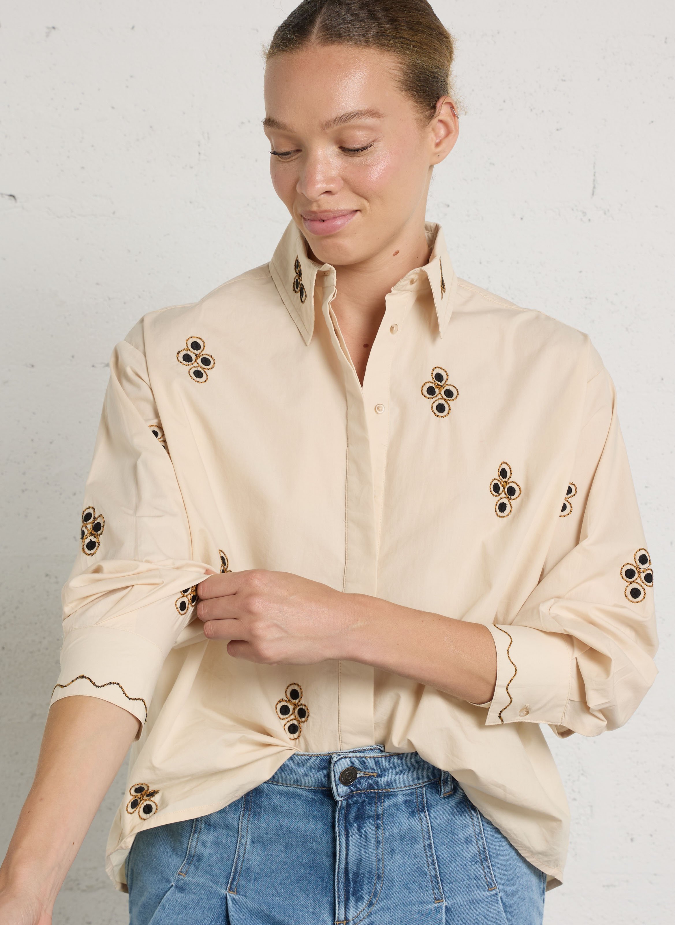 Cotton shirt with classic collar SACRECOEUR Beige