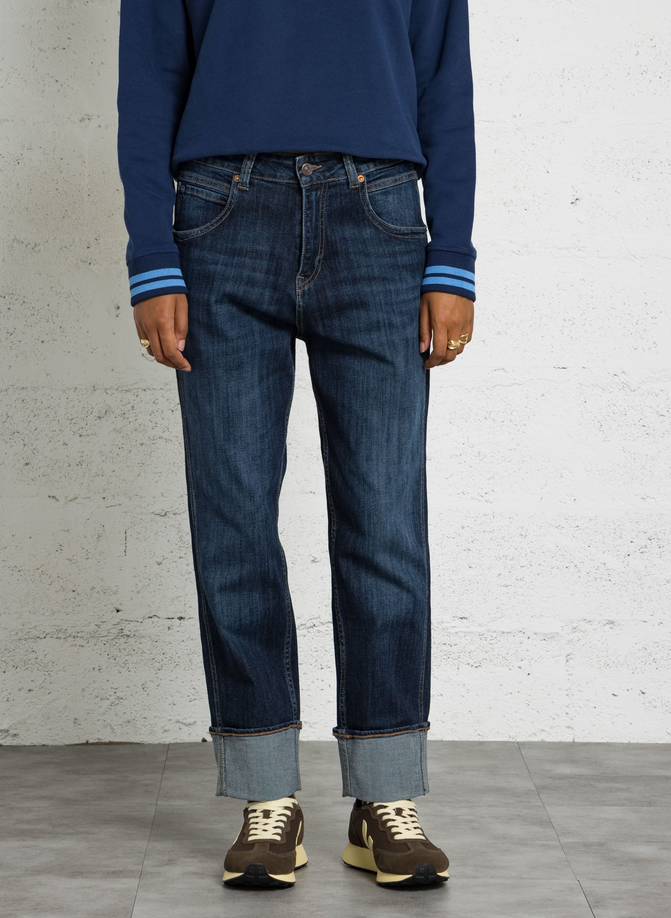 Straight Cut Jeans aus Baumwoll-Mix LE TEMPS DES CERISES Blau