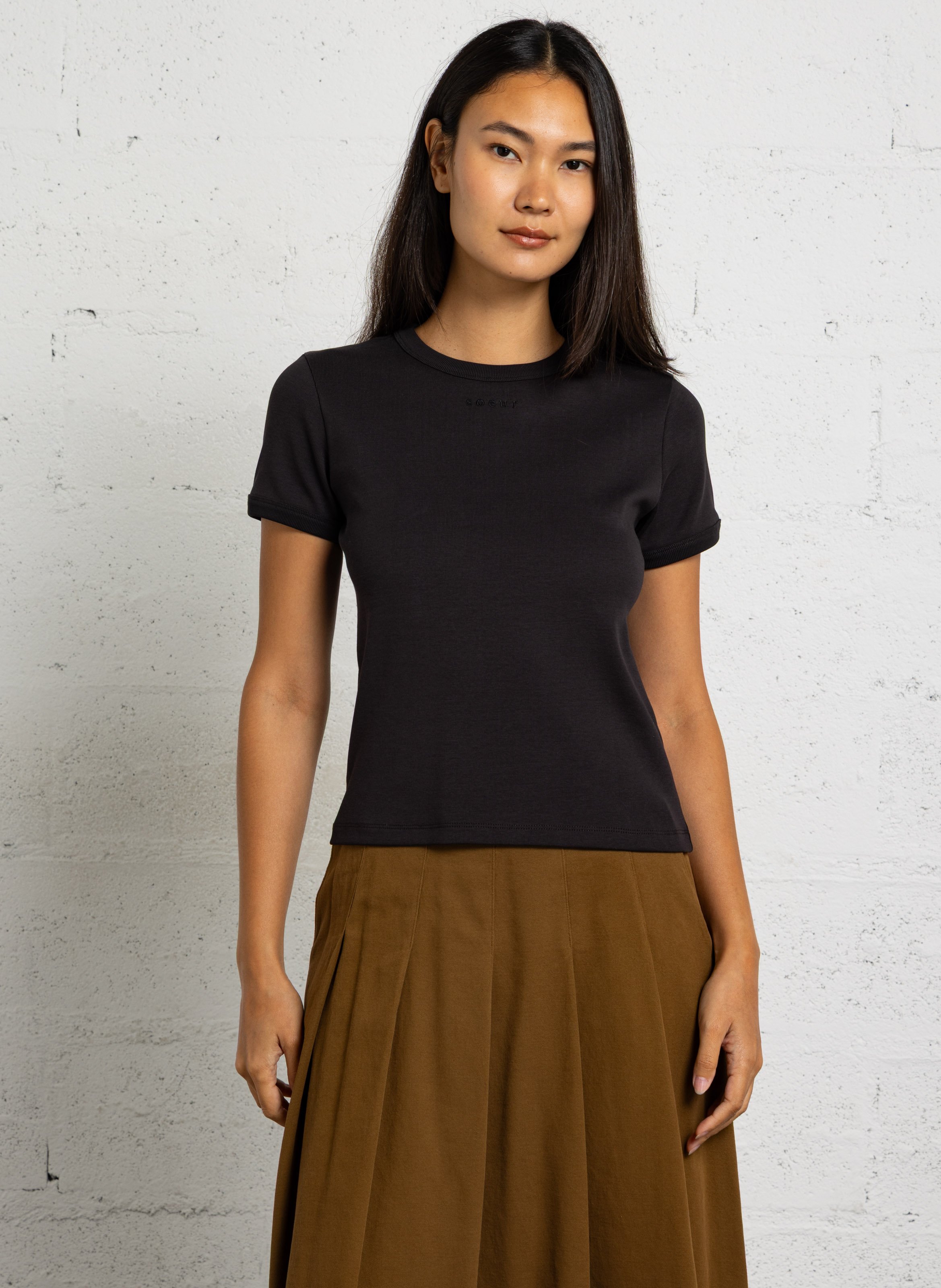 Tee-shirt droit col rond en coton bio SOEUR Gris