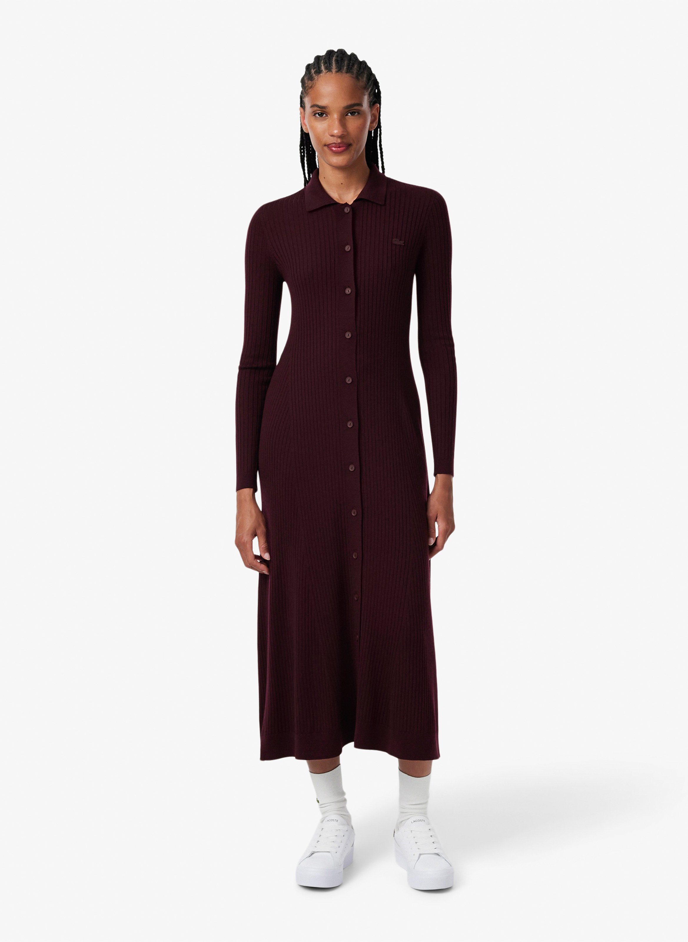 Eng anliegendes Wollkleid mit Polokragen LACOSTE Rot