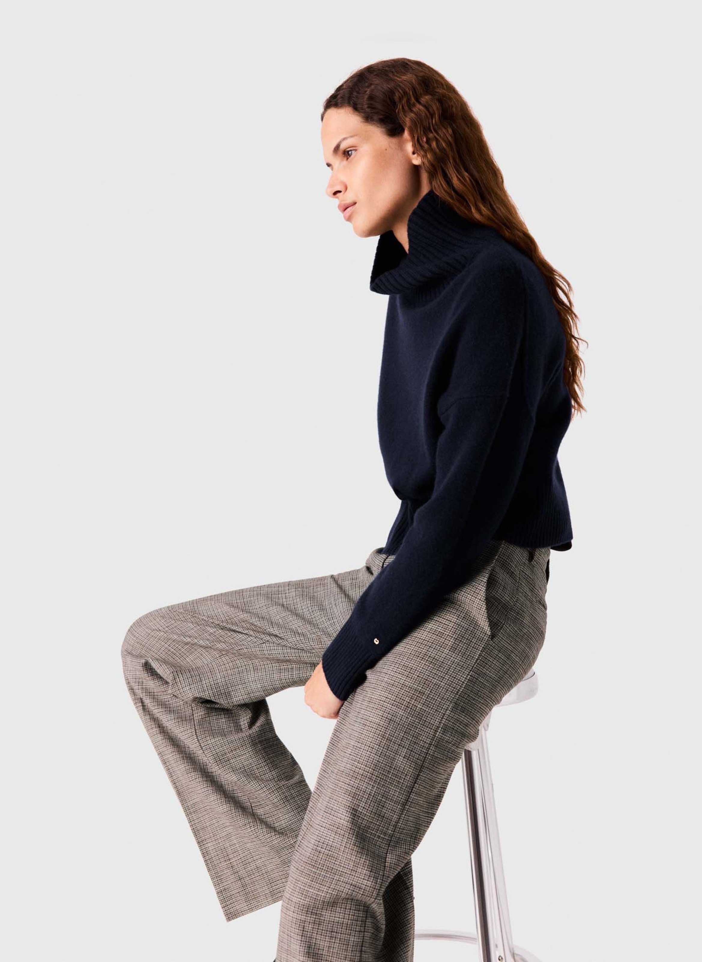 High-neck cashmere-blend sweater MAJE Blue