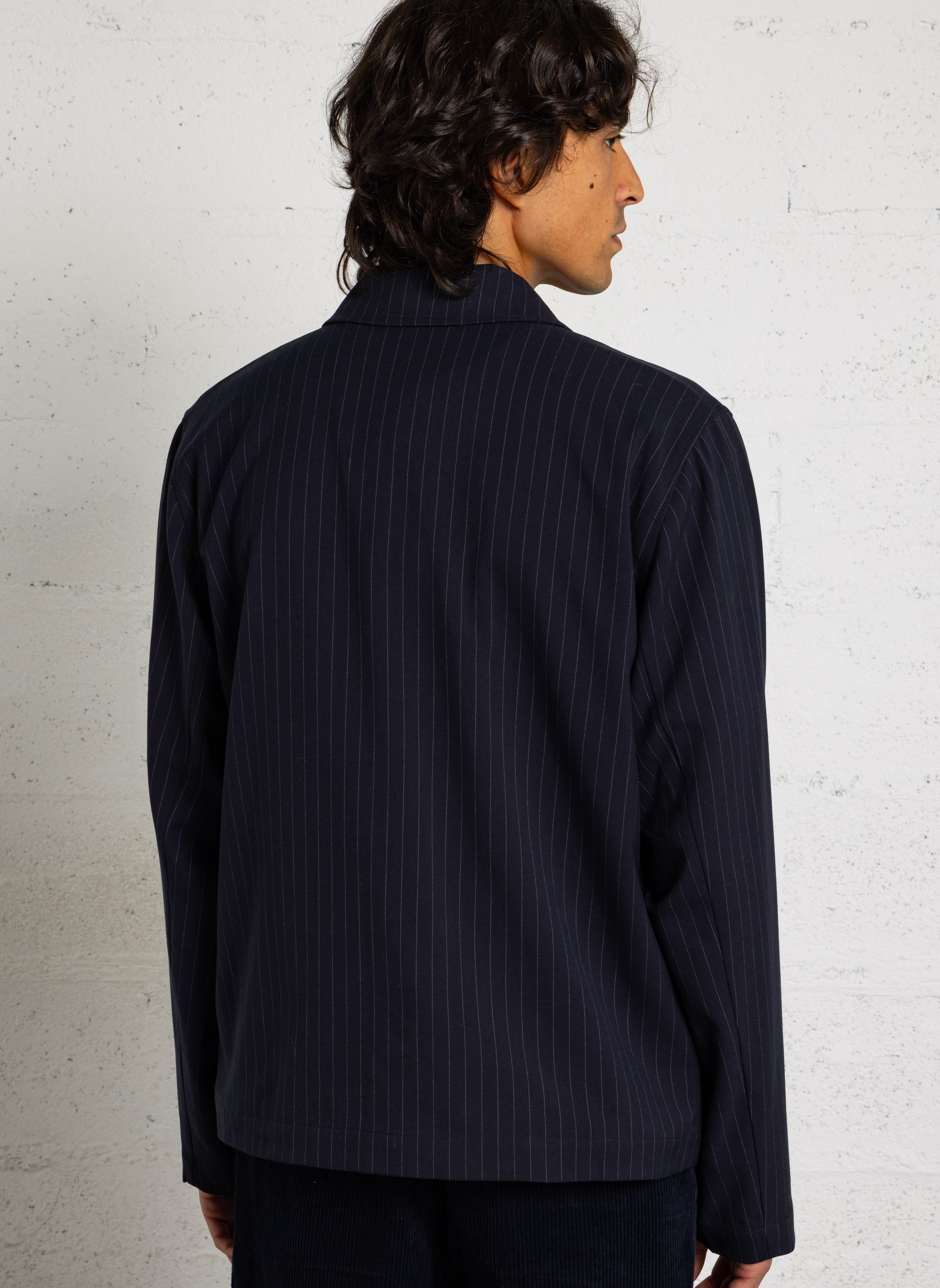 Striped classic collar straight jacket CASUAL FRIDAY Blue