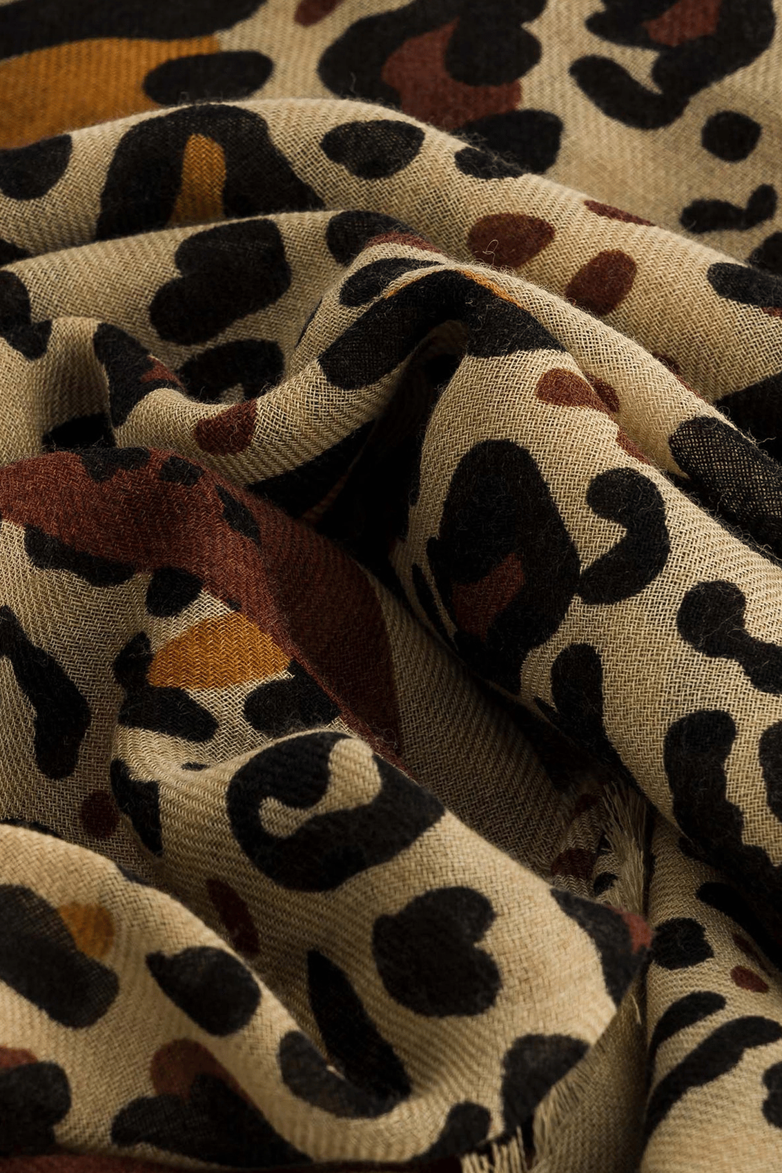 Haddock wool and silk printed scarf MAISON LECOMTE FLAMENT Brown