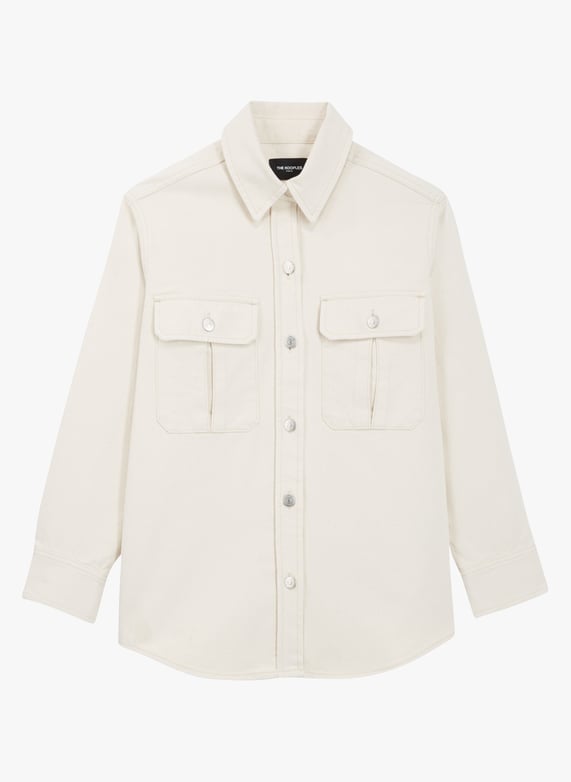 Chemise en jean col classique en coton Beige