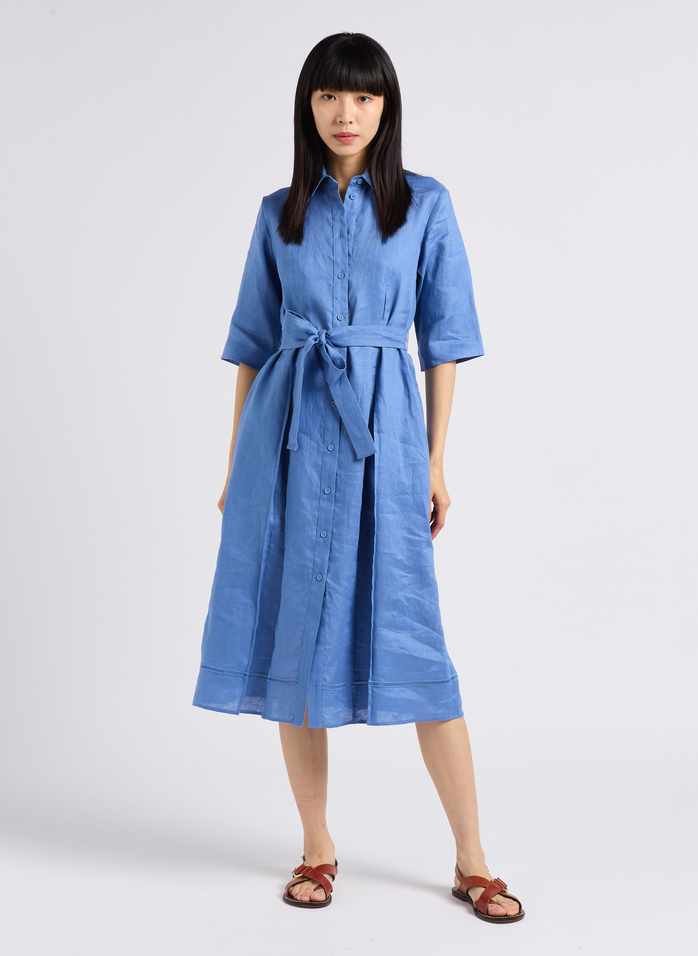 Linen Dress With Classic Collar Ciel Max Mara Leisure - Women 