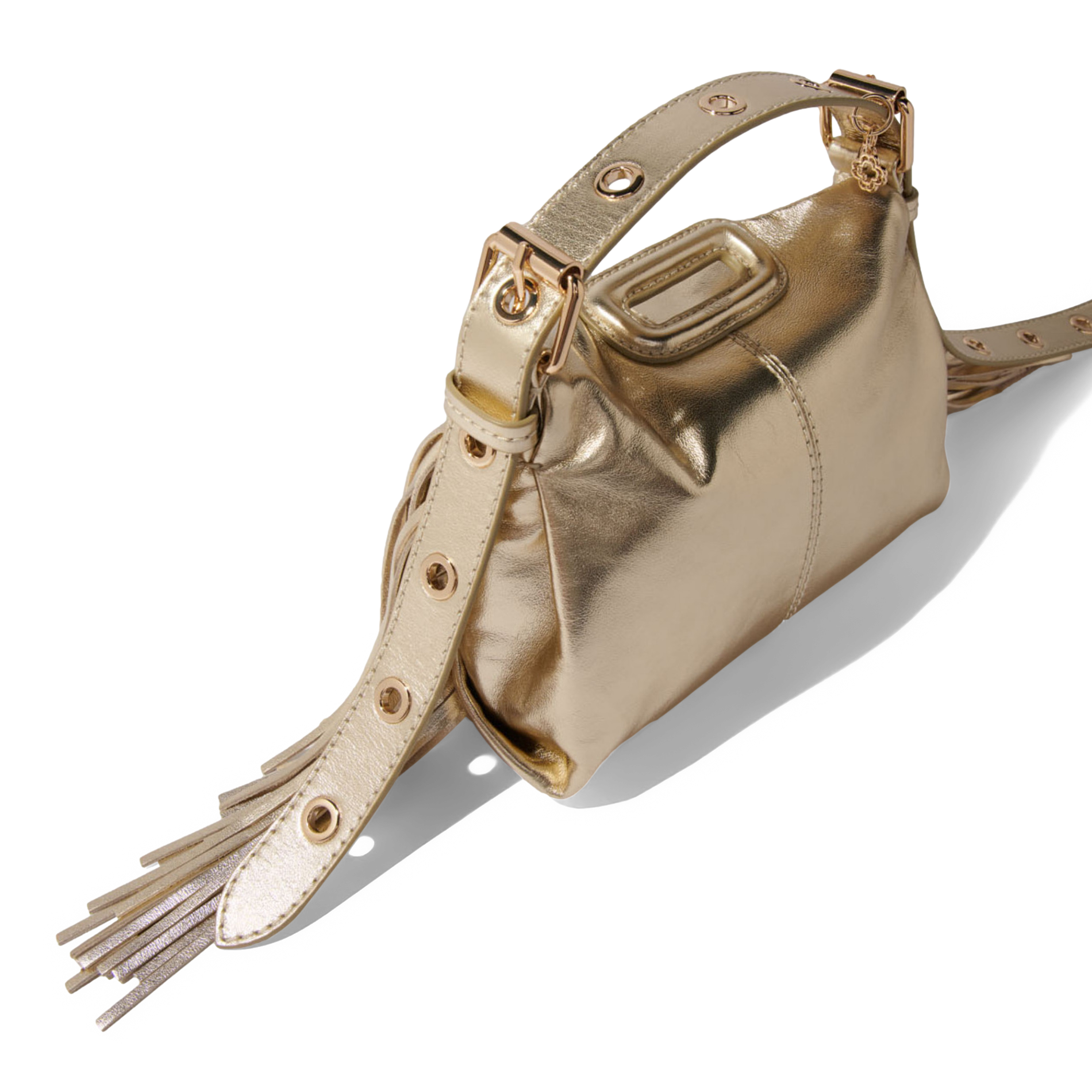 Sac bandoulière en cuir lisse MAJE Doré