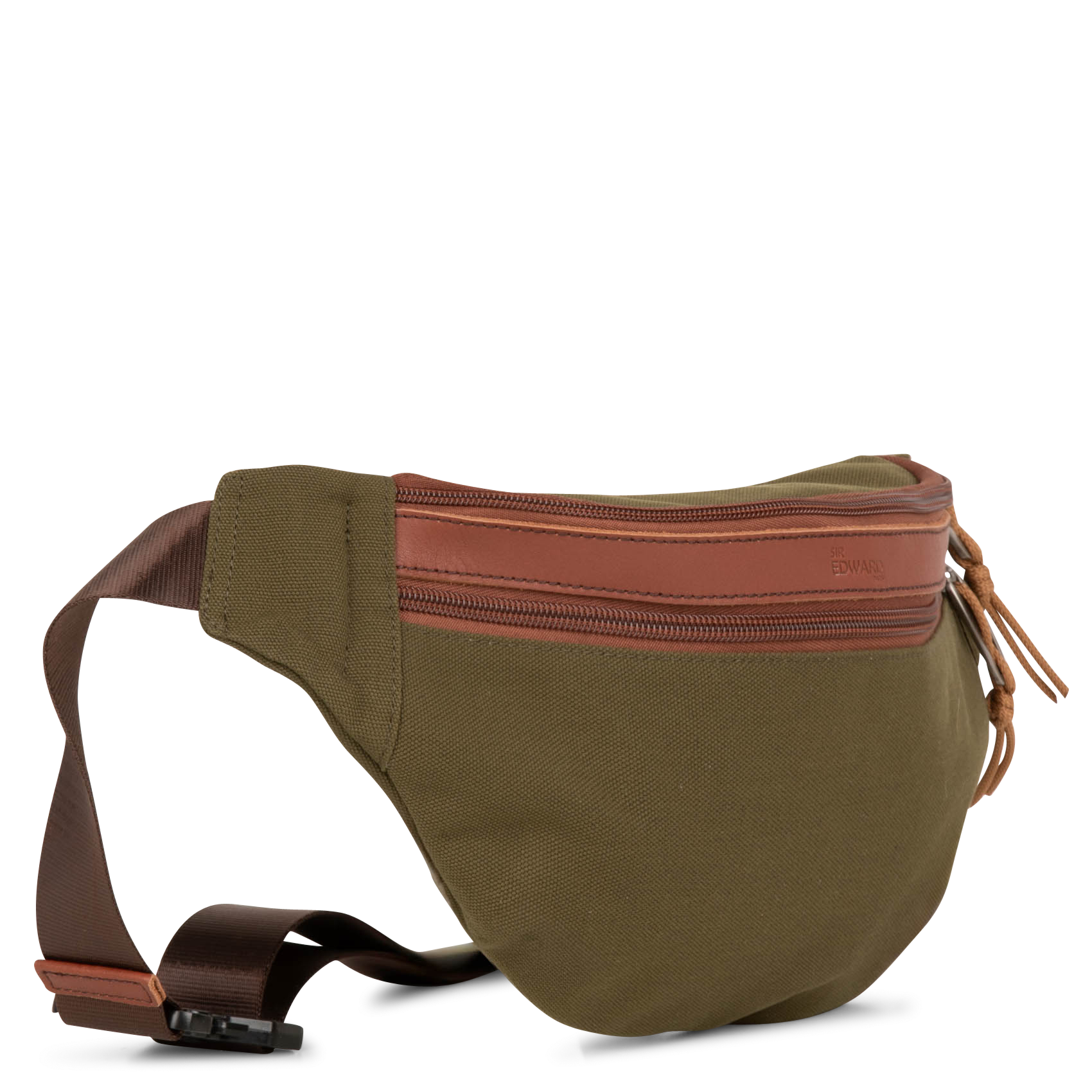 Two-tone leather blend bum bag SIR EDWARD Khaki