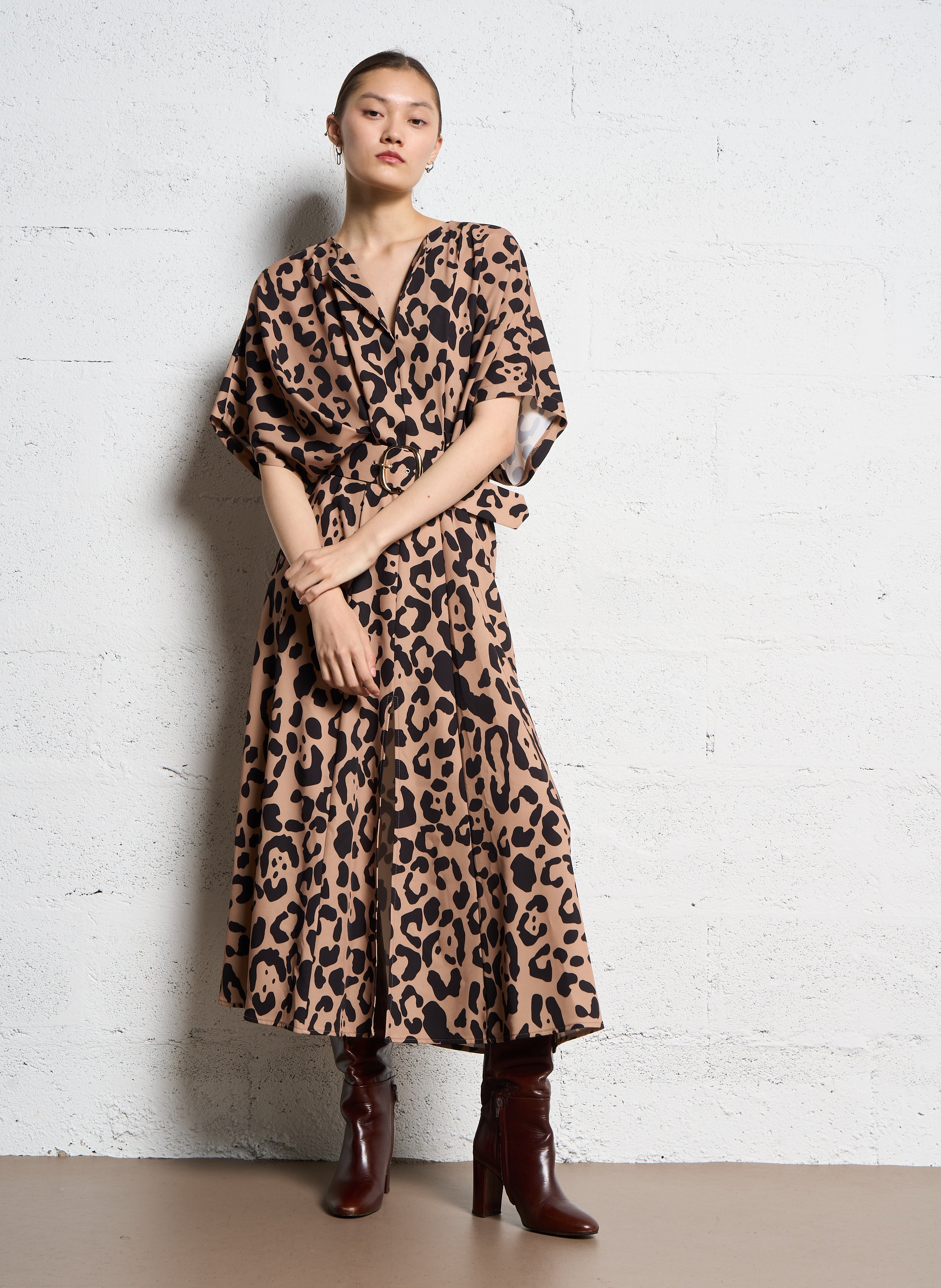 Robe midi col rond imprimé IMPERIAL Multicolore