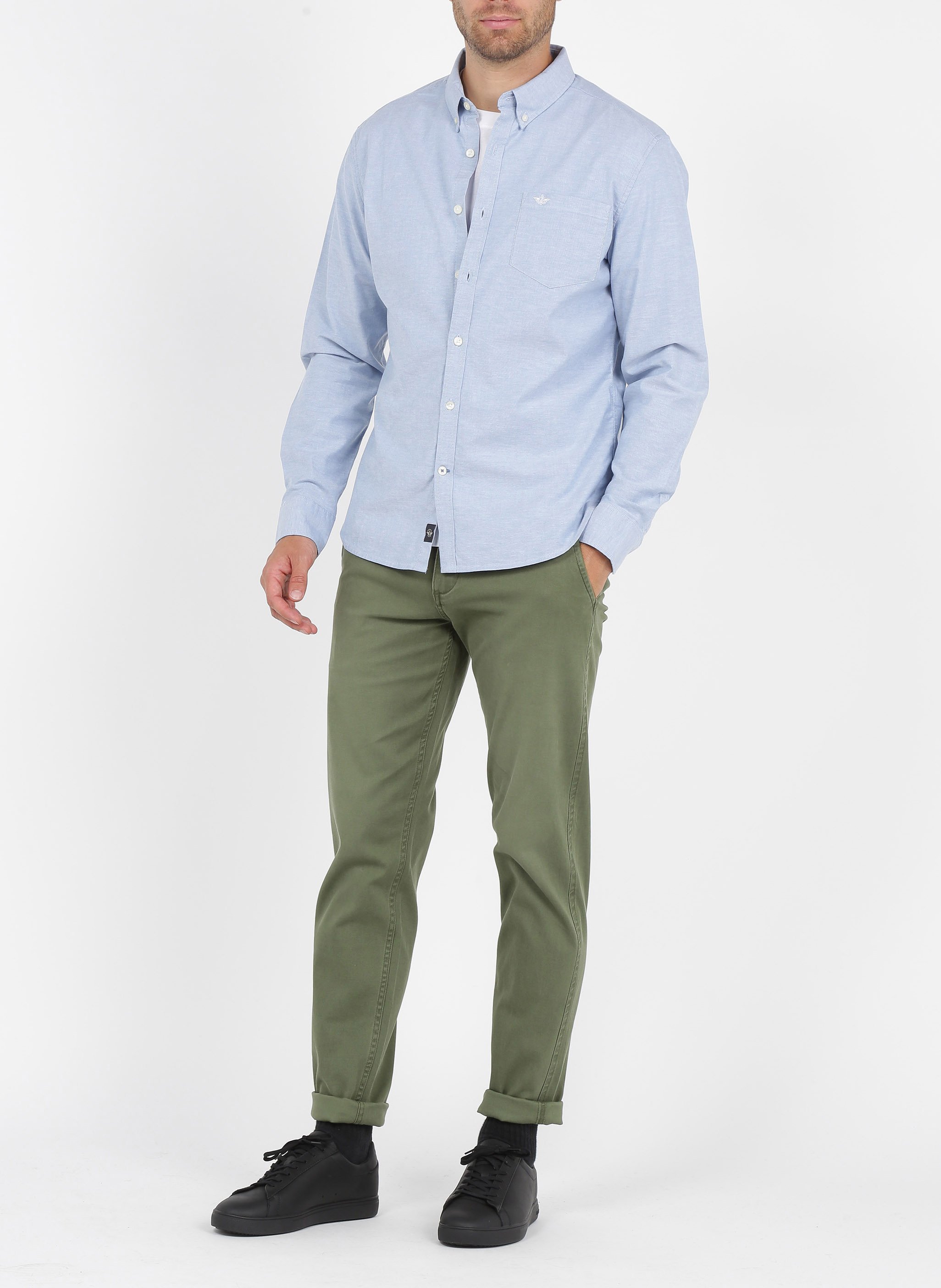 Chemise col américain regular fit en coton mélangé DOCKERS Bleu