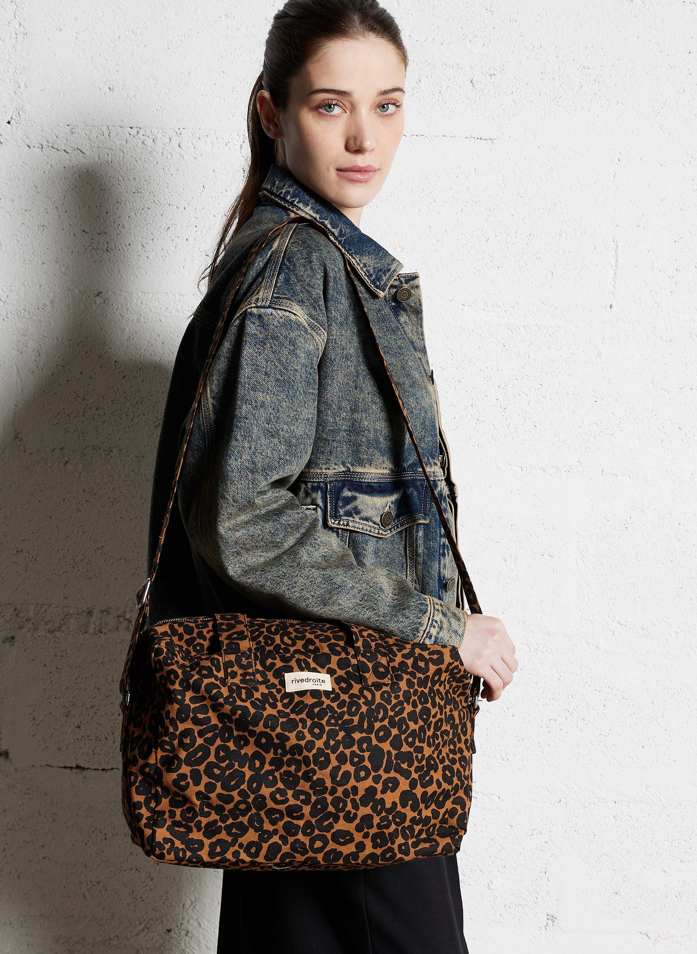 Printed cotton shopper RIVEDROITE PARIS Brown