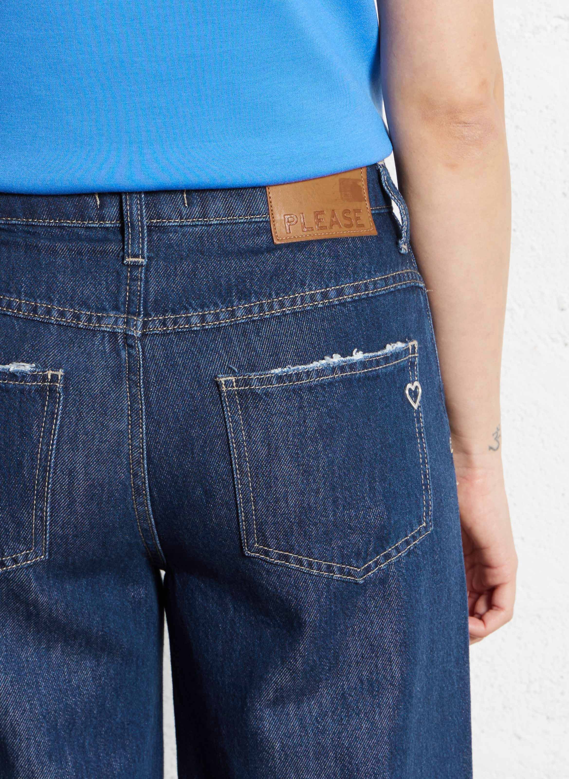 Jean droit en coton mélangé PLEASE Bleu