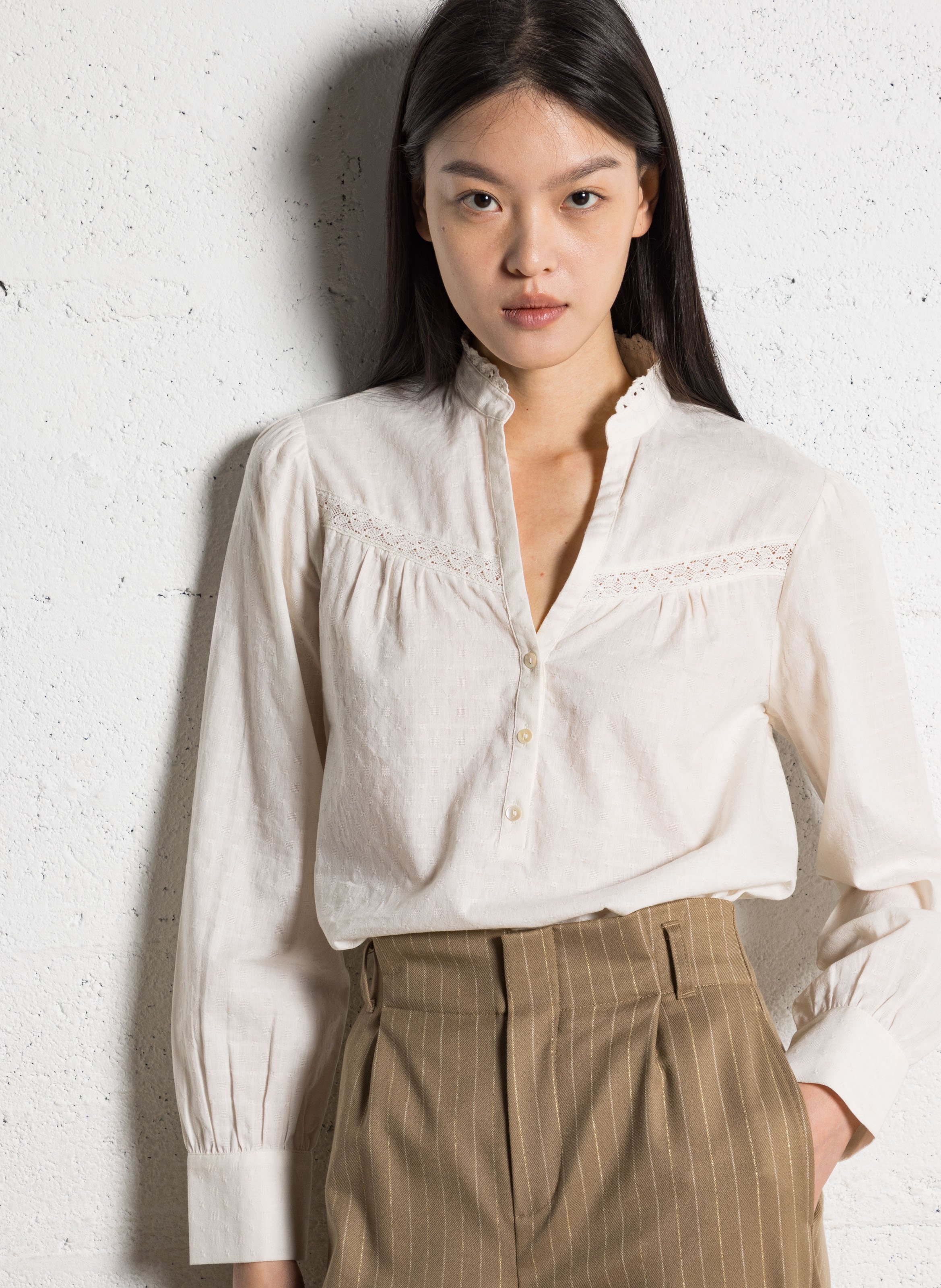 Blouse droite en coton ONE STEP Blanc