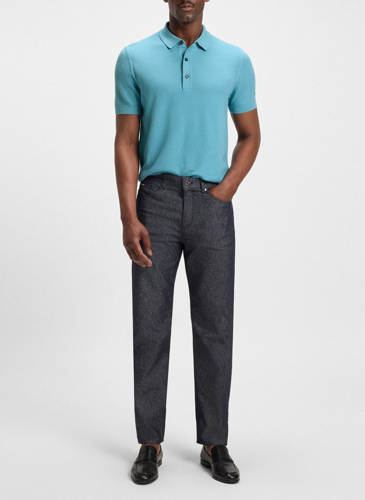 Cotton and linen polo shirt BOSS Blue