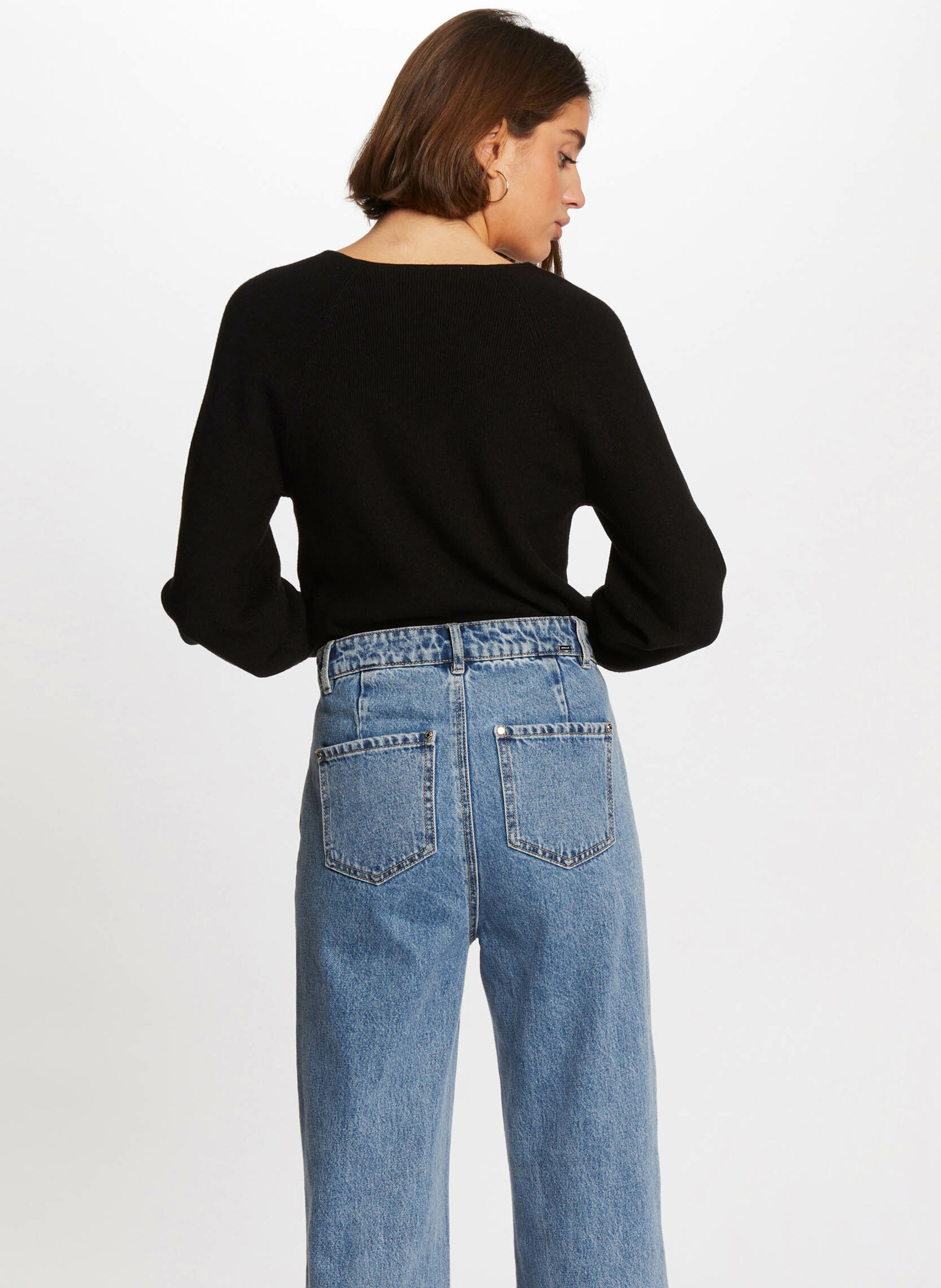 Pull droit en fine maille MORGAN Noir