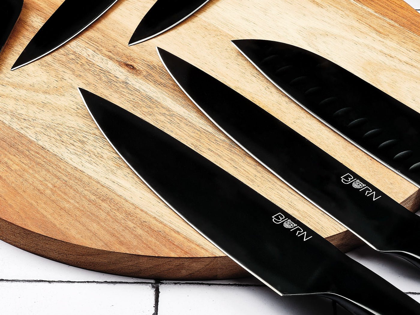 Jensen Loviisa Kitchen Knife Set and Steak Knives Set - 14 pieces BJORN Black