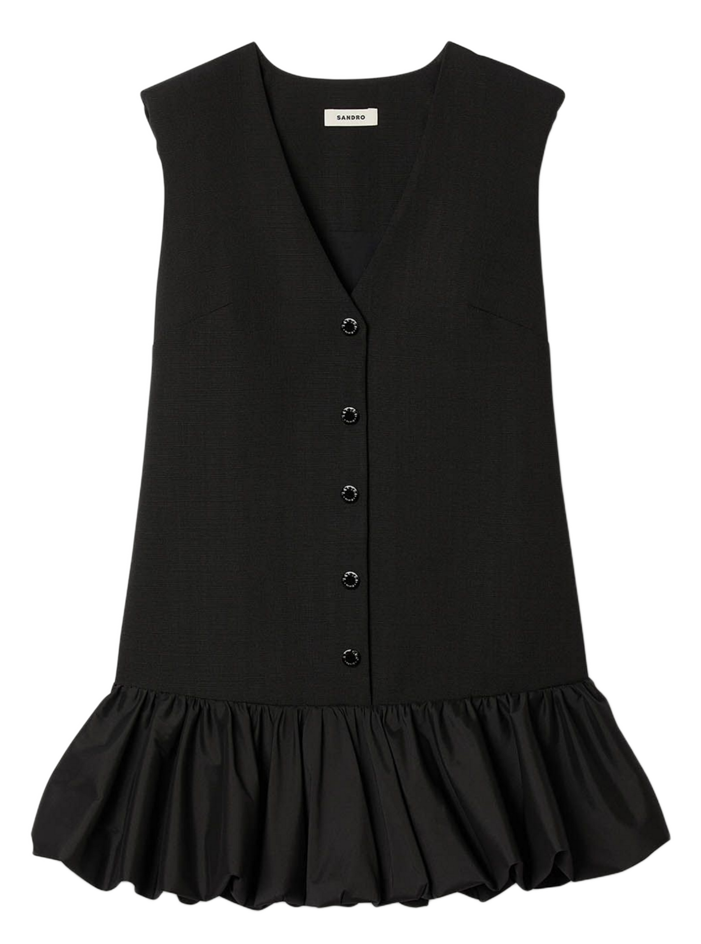 Robe col V sans manches unie SANDRO Noir