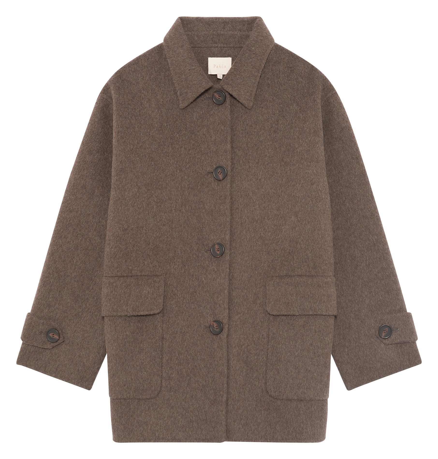 Solid color double-face wool coat PABLO Brown