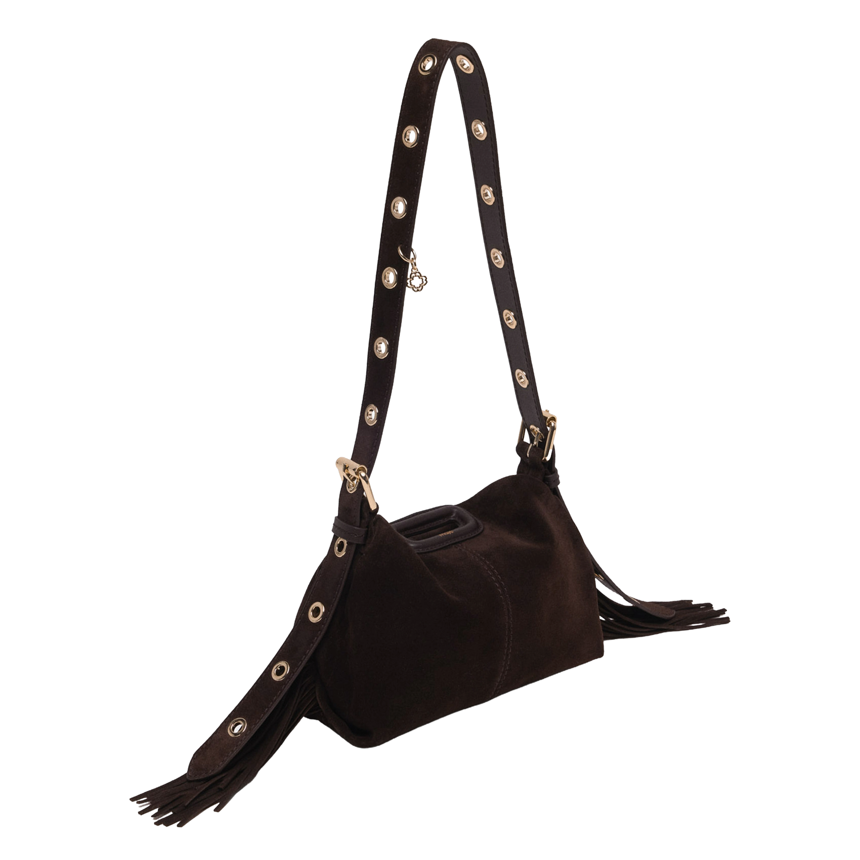 Schoudertas van suède leer MAJE Bruin