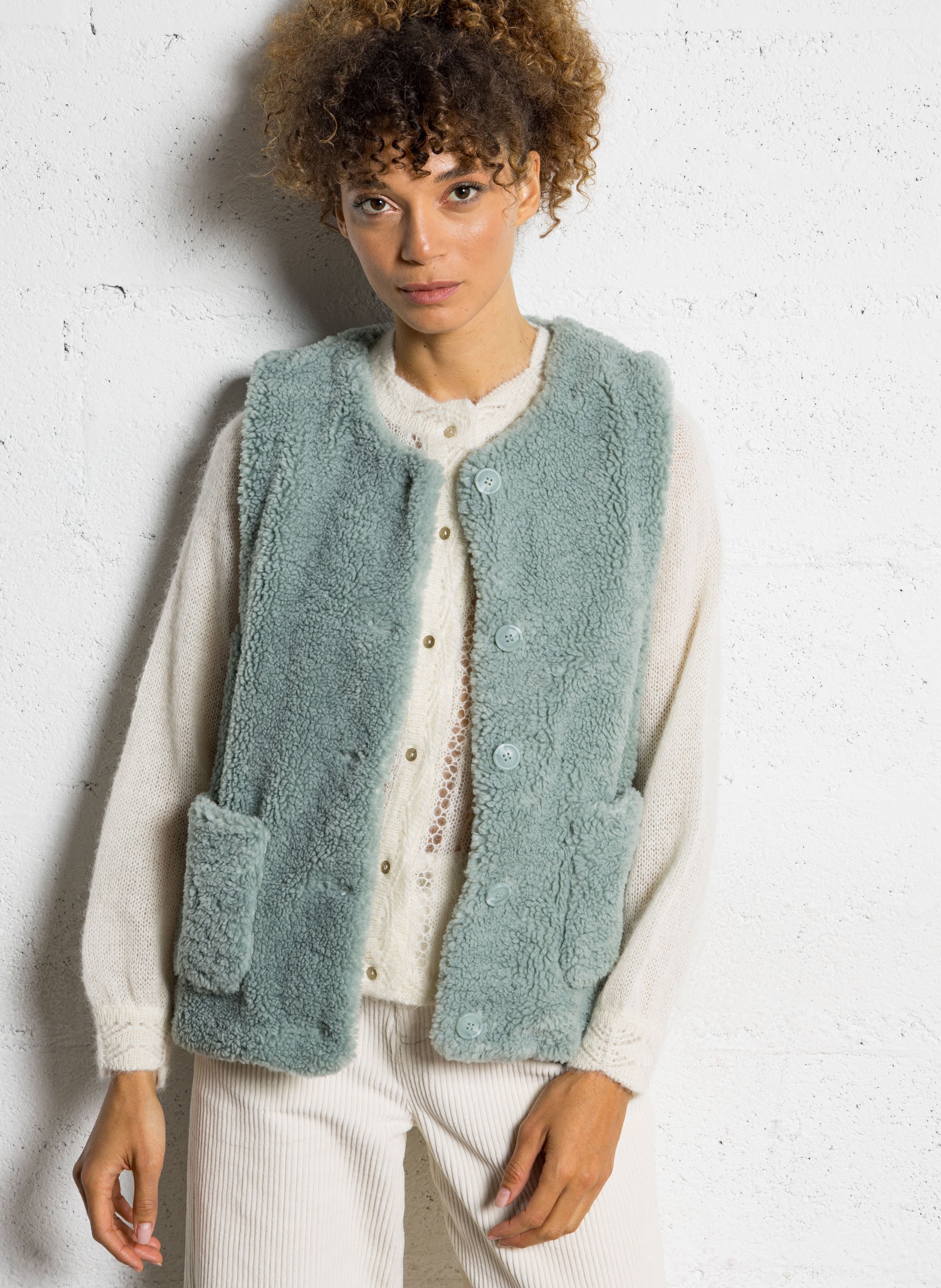 Jacke mit Rundhalsausschnitt und Pelzeffekt SUD EXPRESS