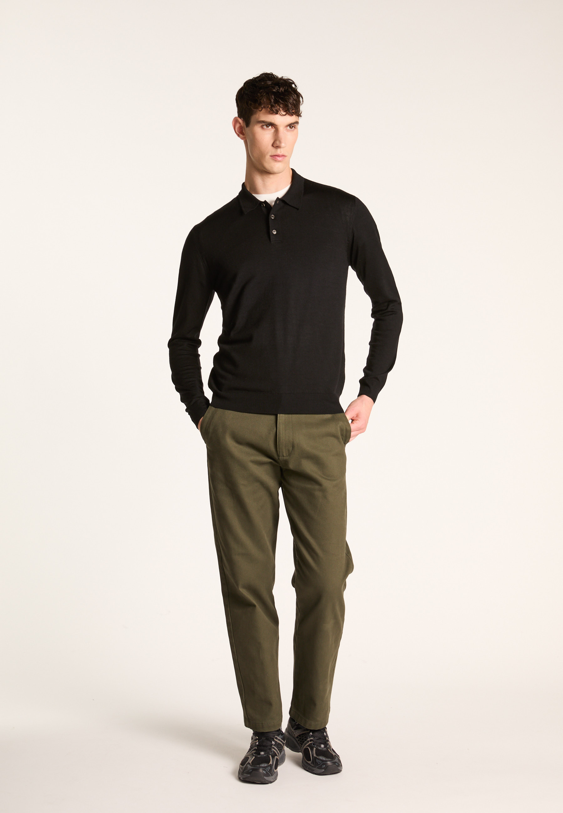 Long-sleeve Merino wool polo MAISON MONTAGUT