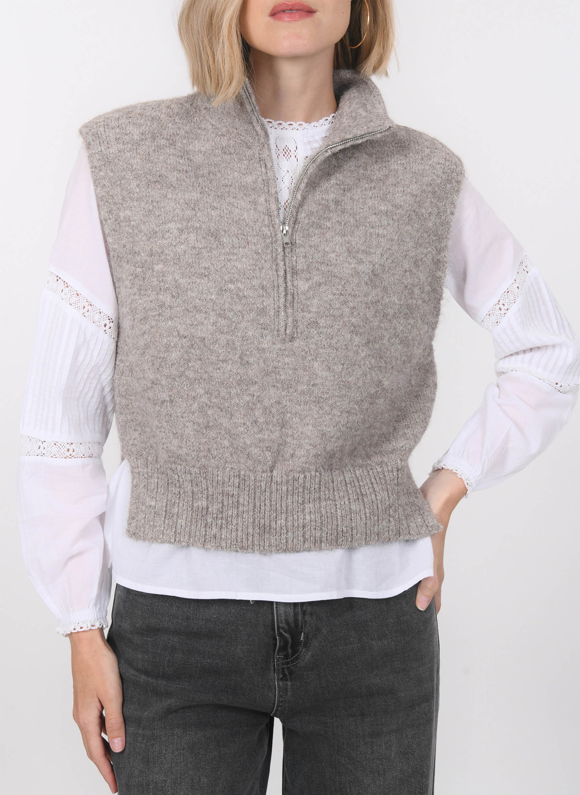 Katoenen blouse met ronde hals KOOKAI Wit