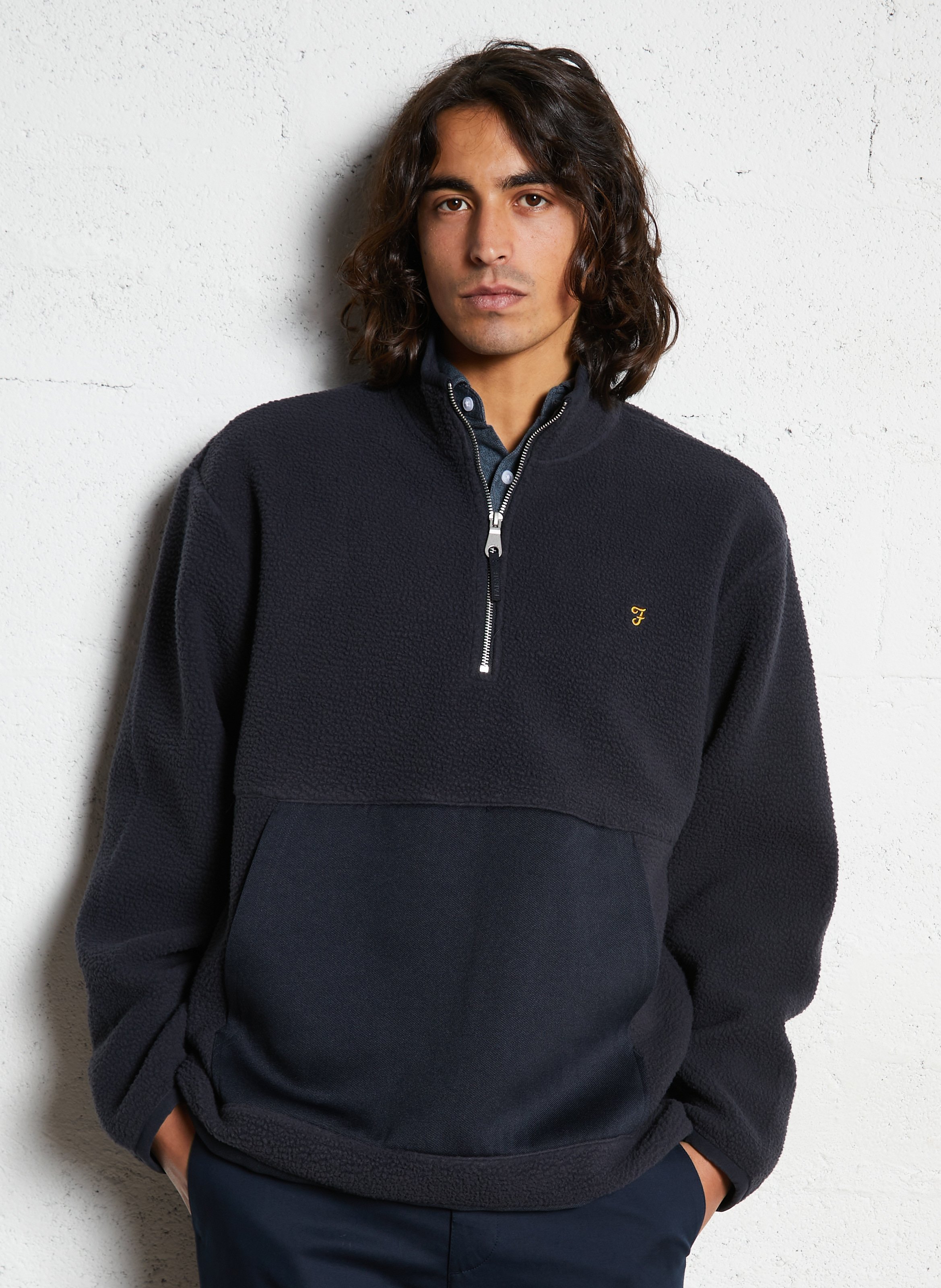 Polaire oversize col montant  FARAH Bleu