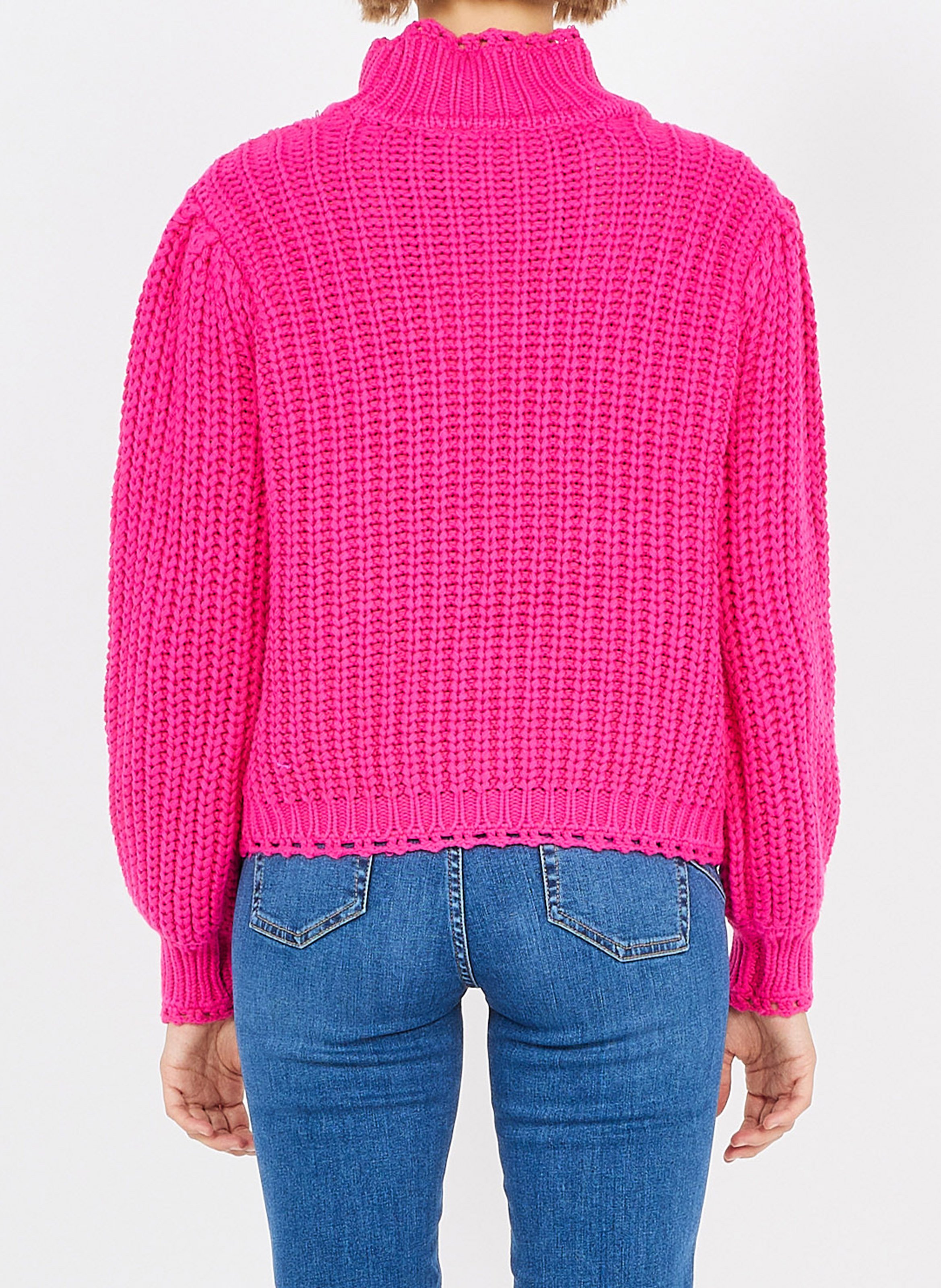 High-neck cotton-blend sweater YAS Purple