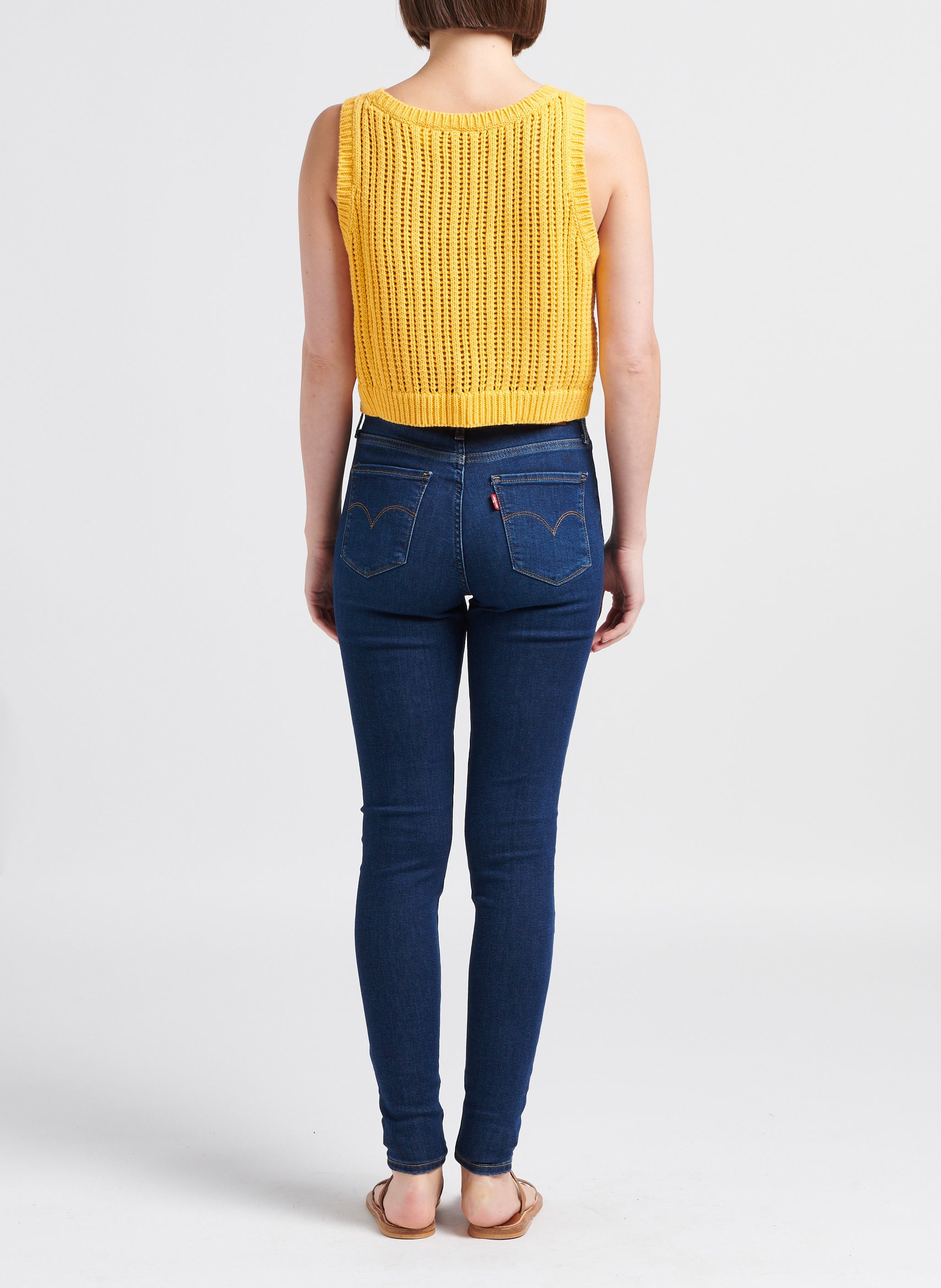 Crop top col rond en maille ajourée LEVI'S Jaune