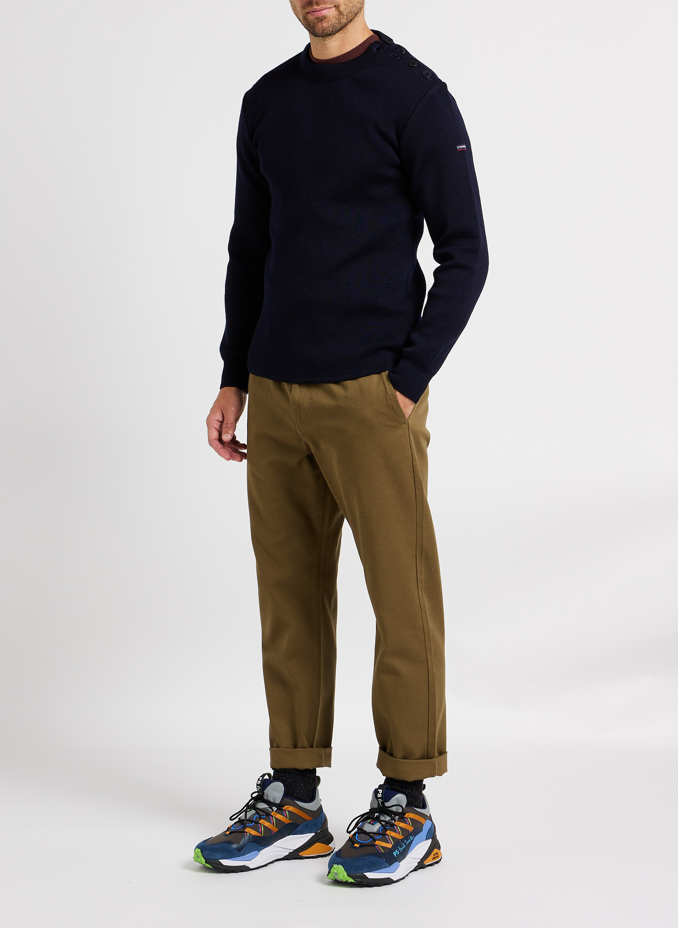 Regular-fit, wollen trui met ronde hals ARMOR LUX Blauw