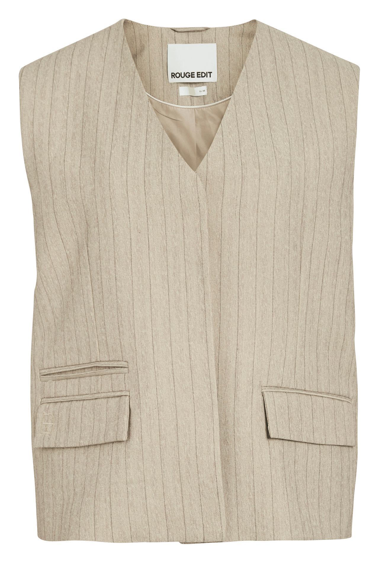 Striped sleeveless jacket ROUGE EDIT Beige