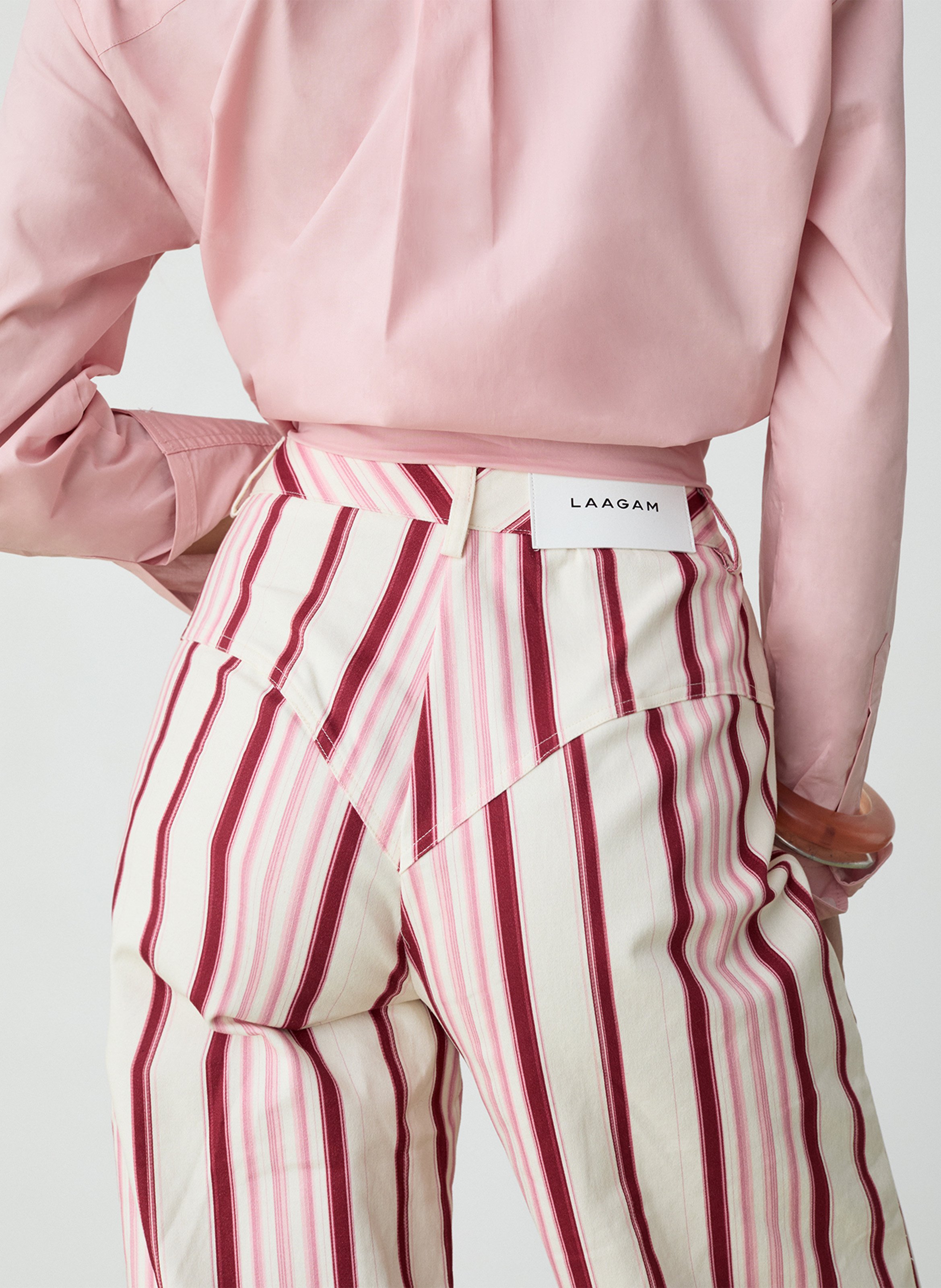 Straight striped cotton pants LAAGAM Pink