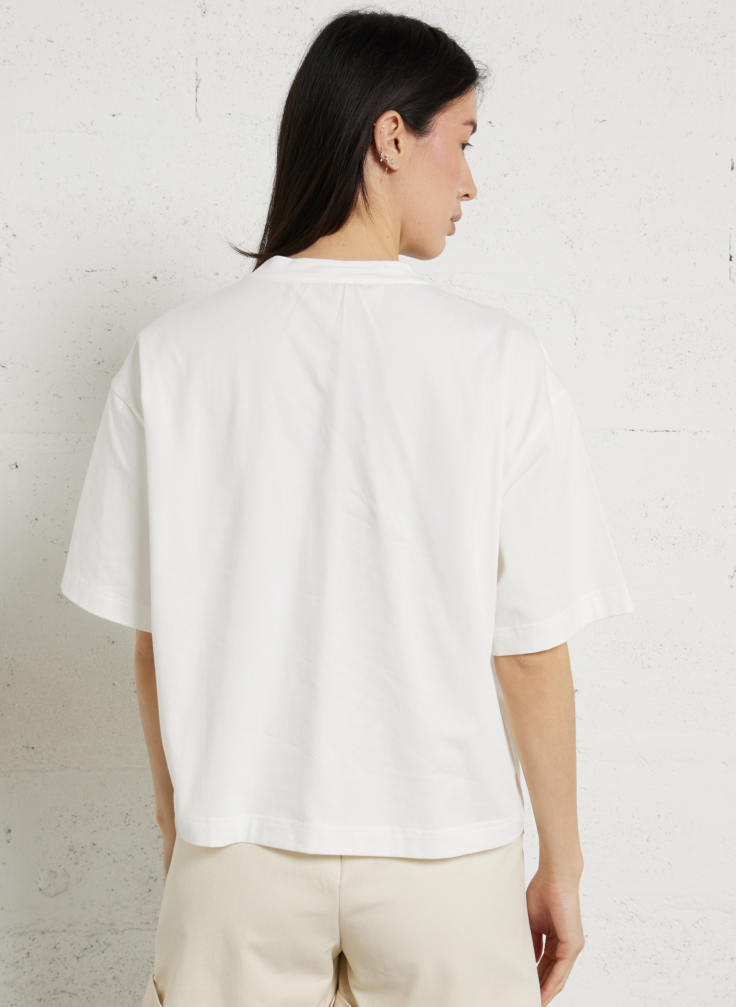 Tee-shirt boxy oversize col rond en coton mélangé LA PETITE ETOILE Beige