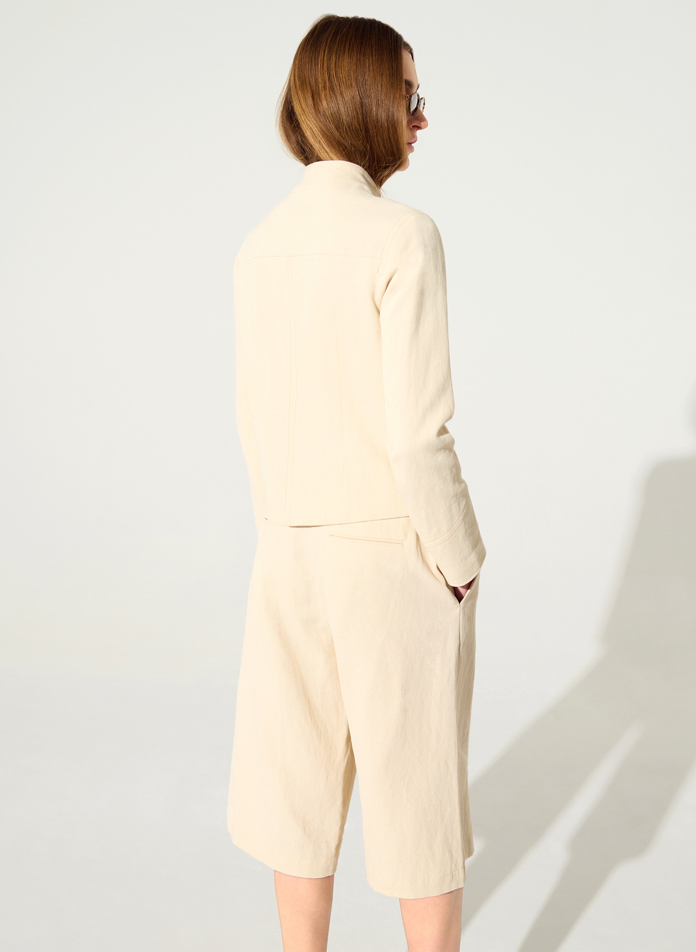 Buttoned jacket with round collar COTELAC White